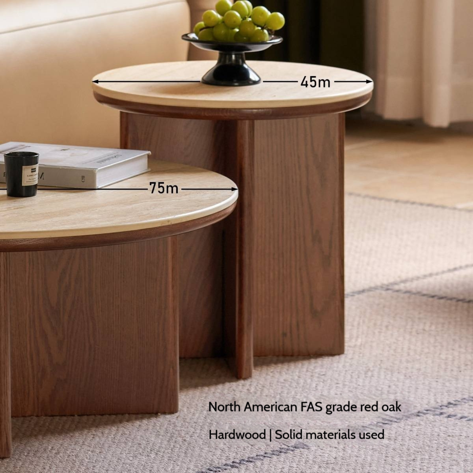 Oak Solid Wood Italian Light Luxury Style Slab Round Table