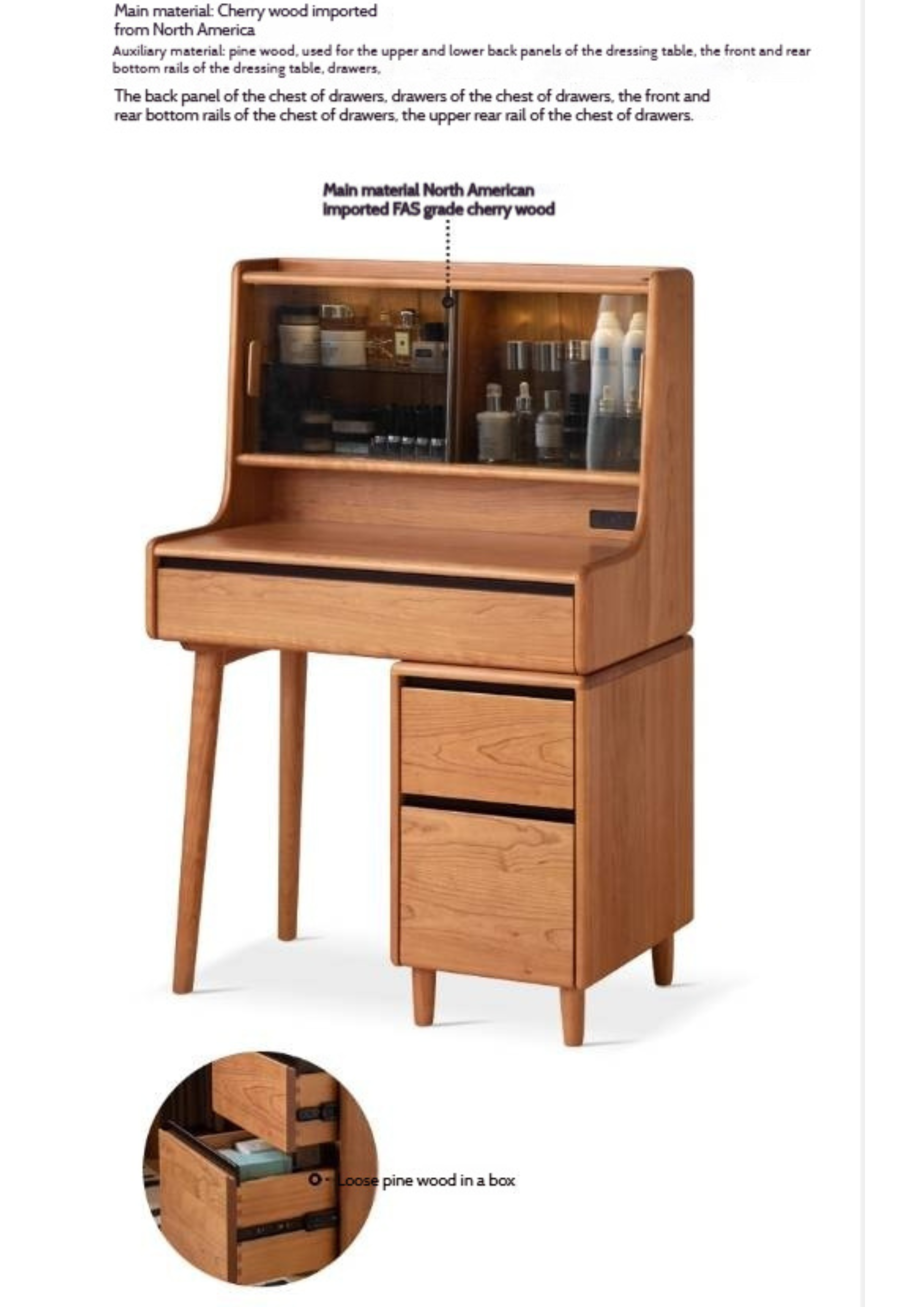 Cherry Solid Wood Dressing Table