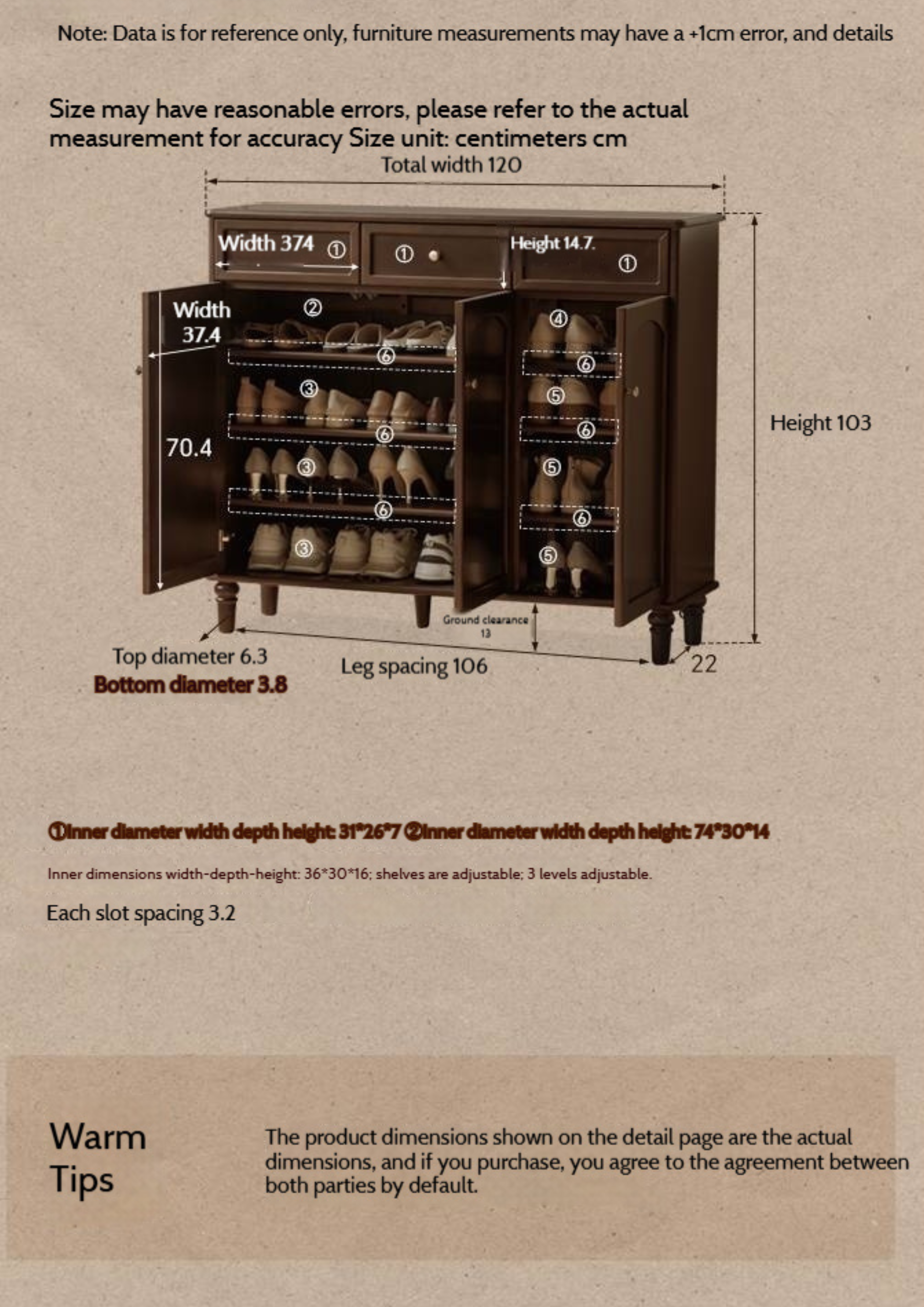 Poplar Solid Wood American Retro Shoe Cabinet.