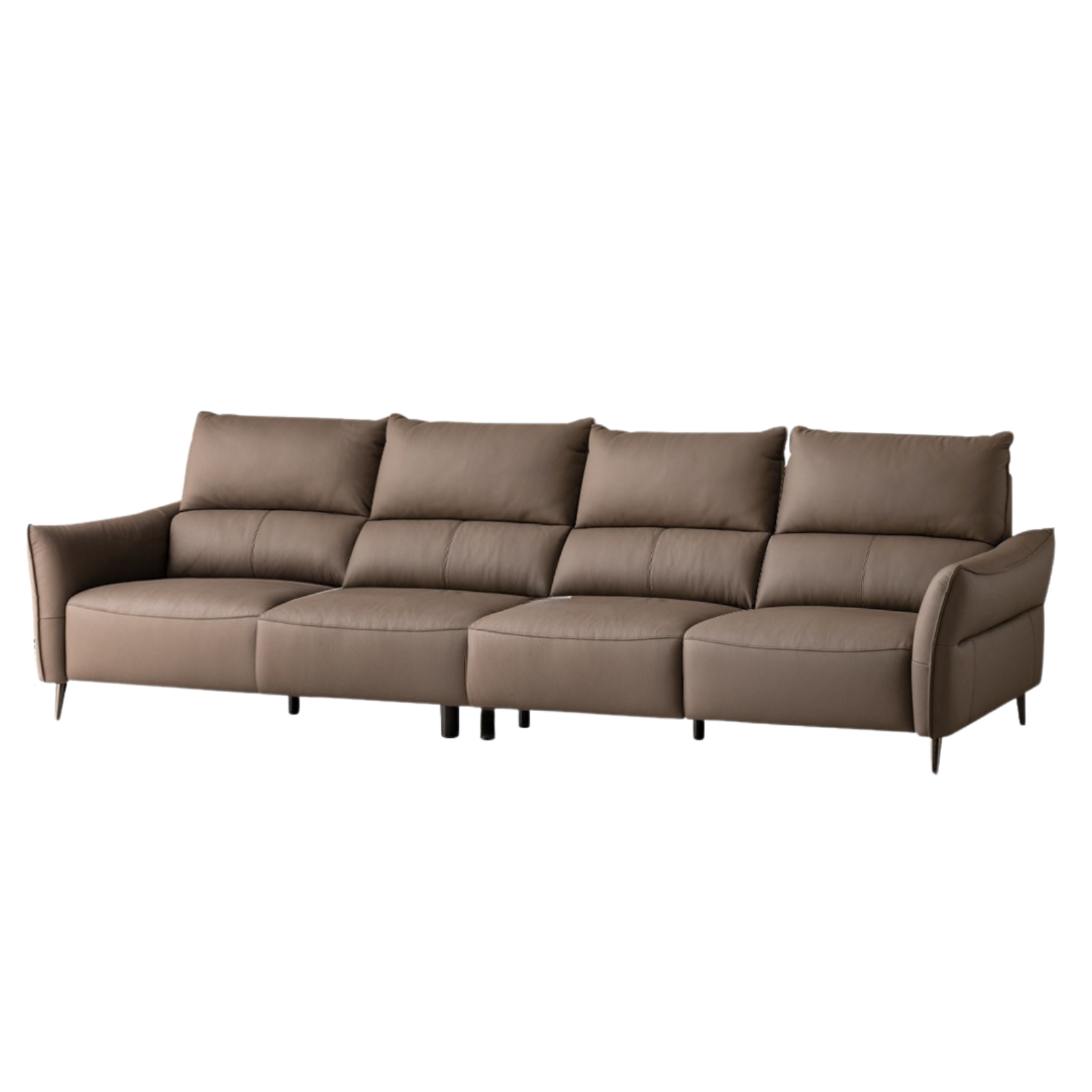 Genuine Top Grain Leather Modern Sofa, Clean Line Contemporary Design