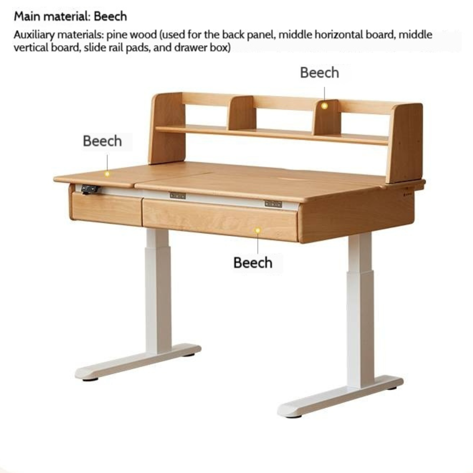Beech Solid Wood Children's Electric Learning Desk