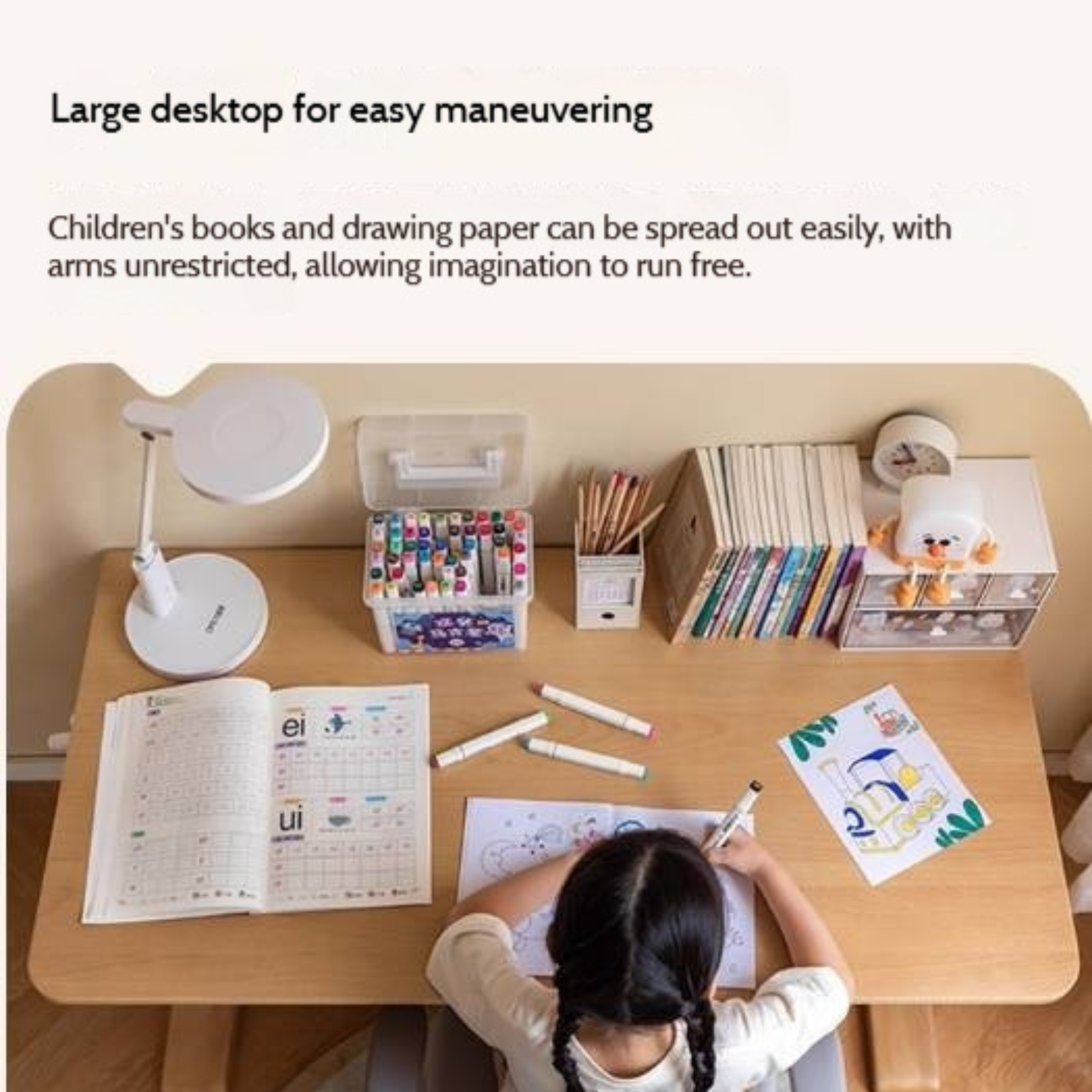 Beech Solid Wood Children's Hand-cranked Height Desk