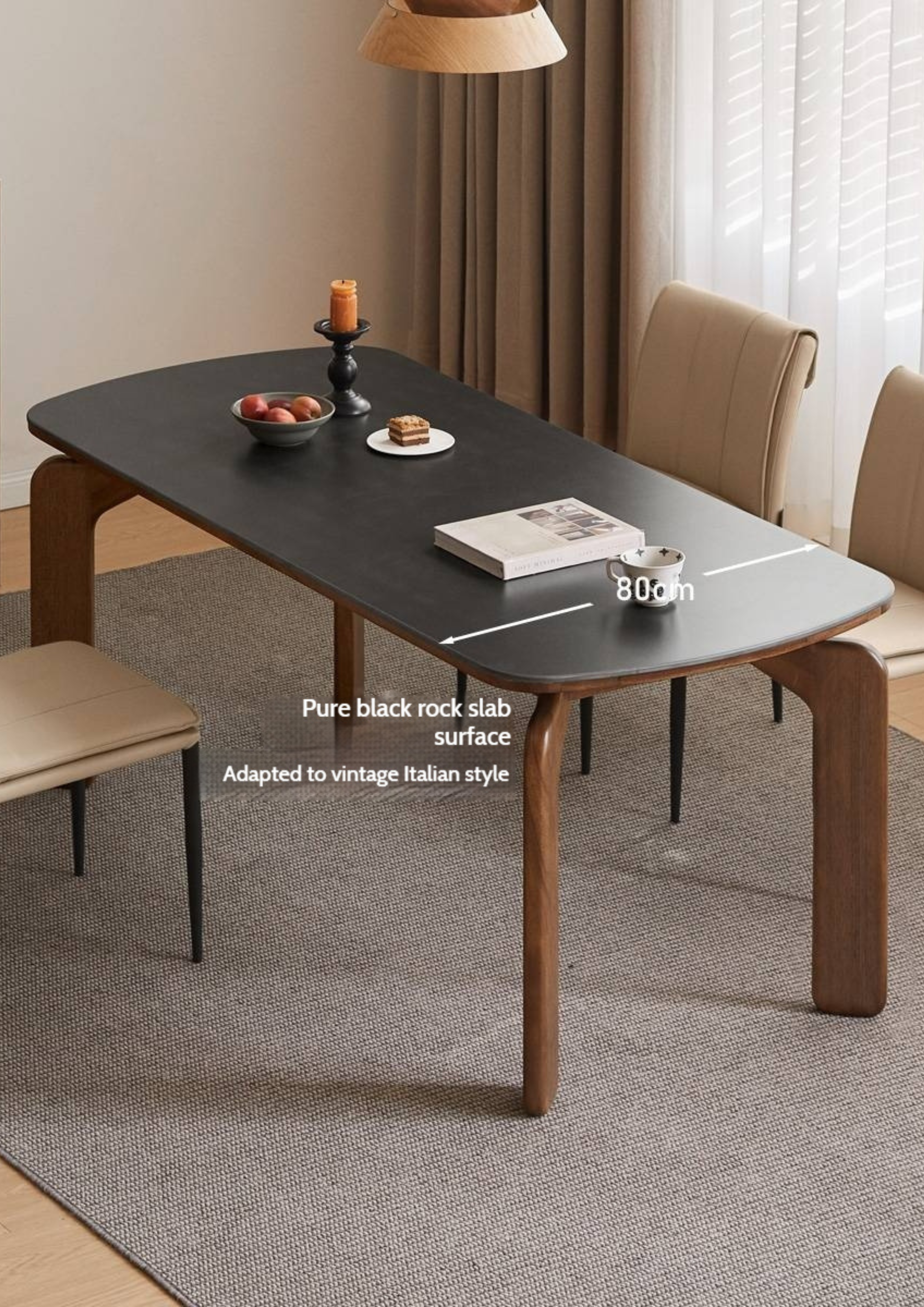 Sandalwood Solid Wood Rock Board Retro Antique Style Dining Table