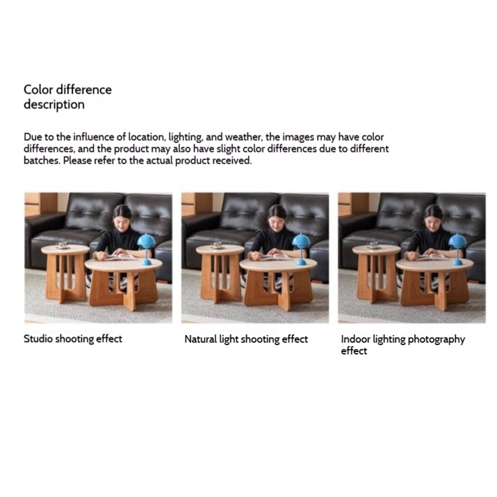 Cherry Solid Wood Rock Plate Round Coffee Table