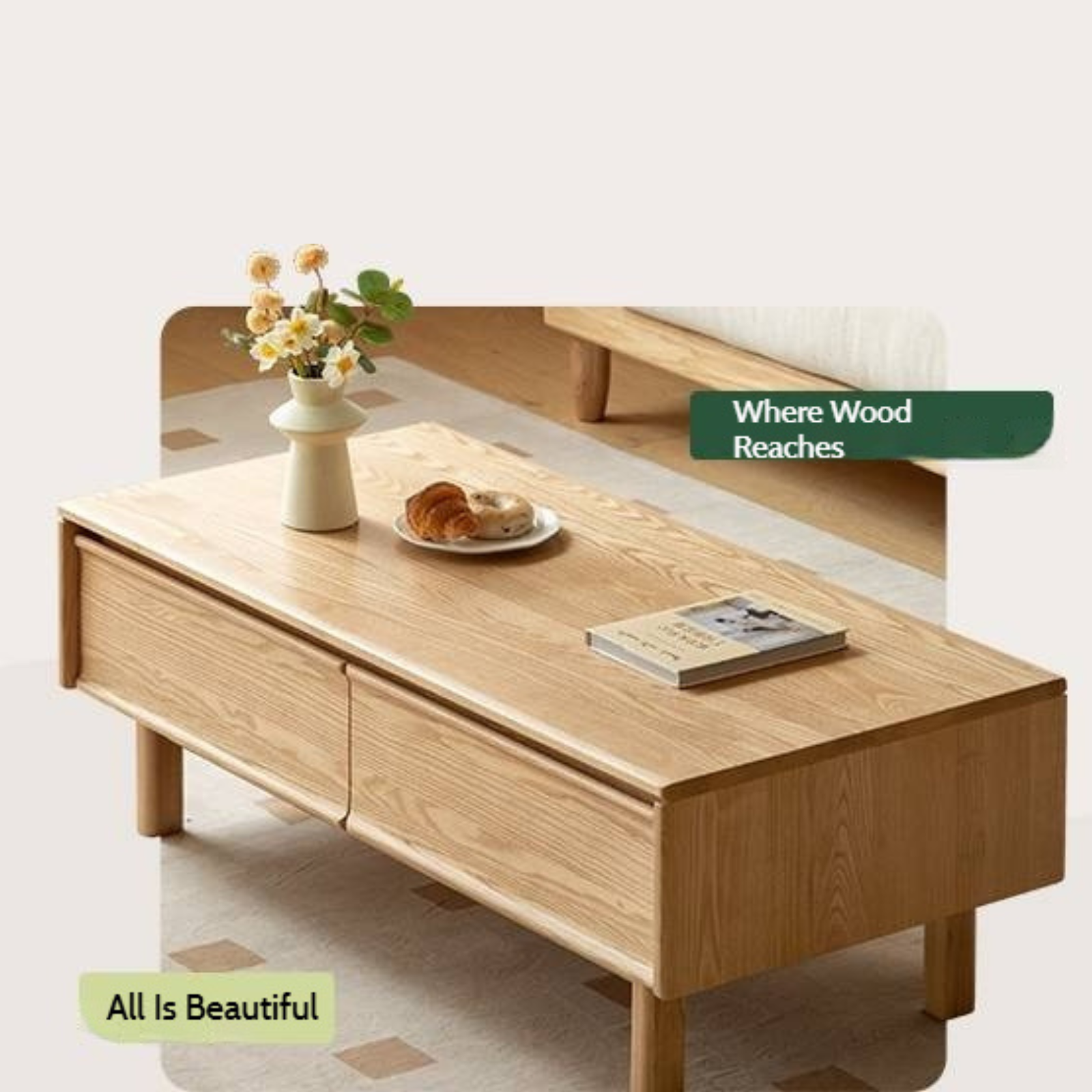 Oak, Ash Solid Wood Dual-Purpose Modern Tea Table