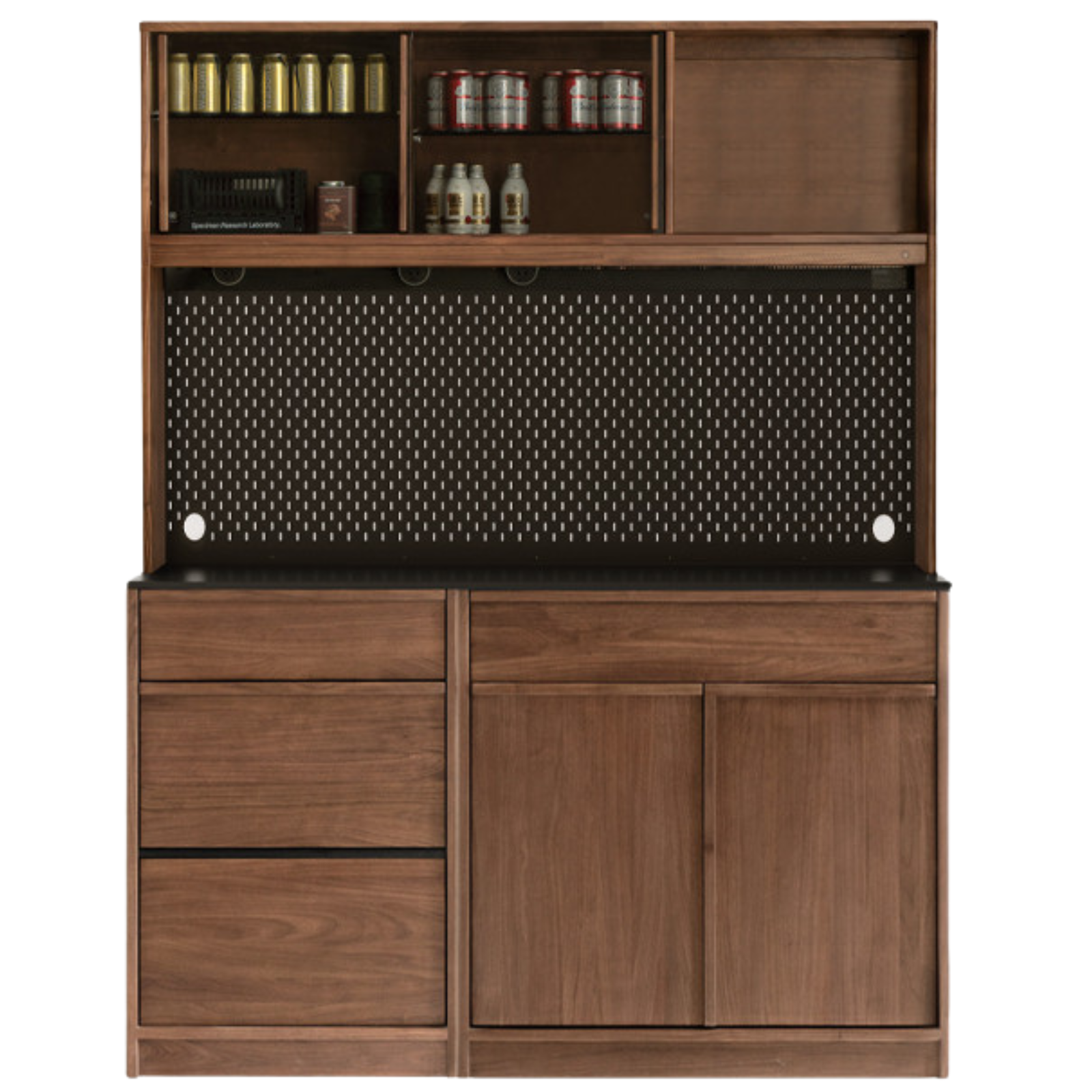 Black Walnut, Ash Solid Wood Light Luxury Style Rock Board Sideboard
