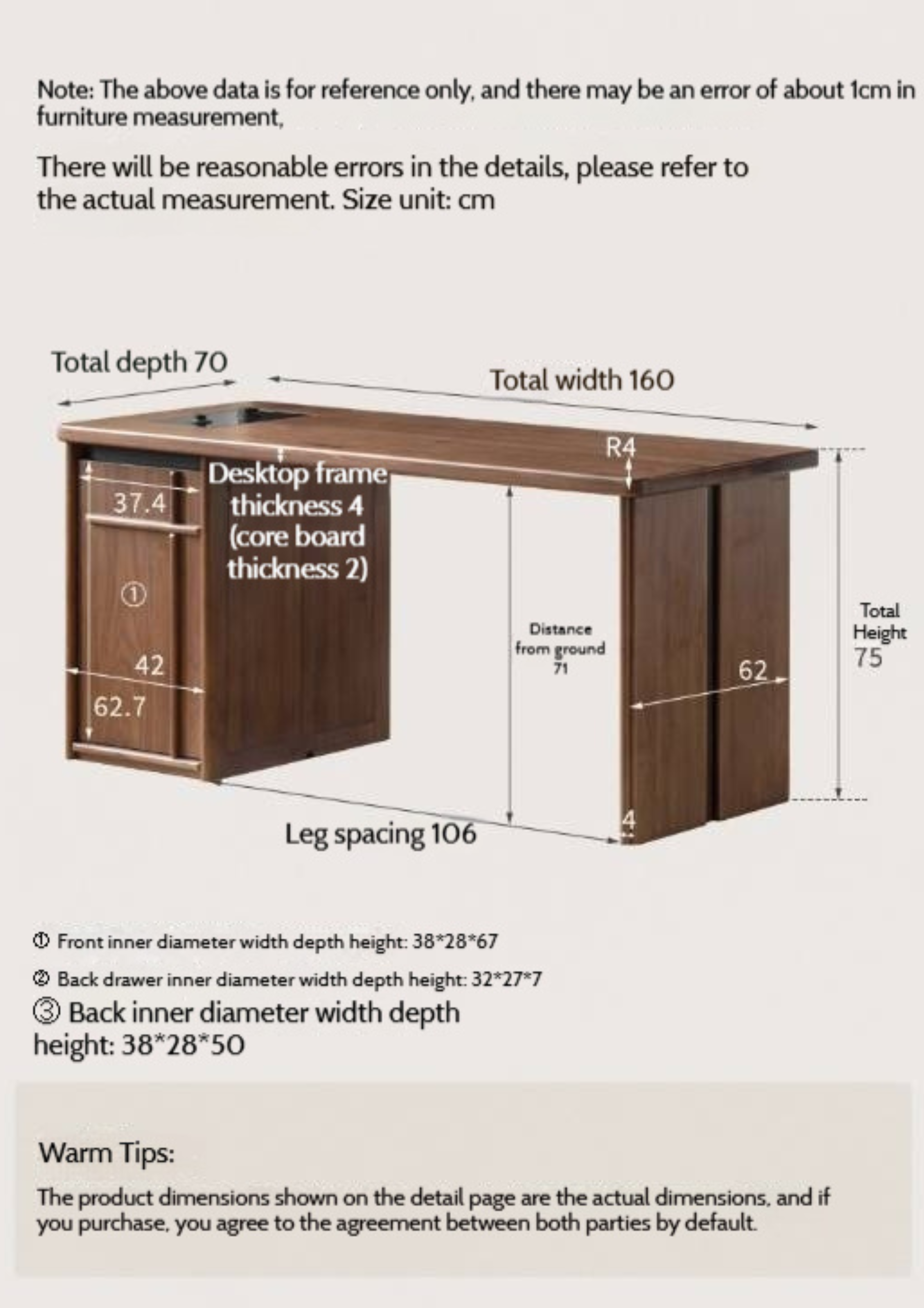 Black Walnut Solid Wood Rectangular Tea Table with Tea Tray