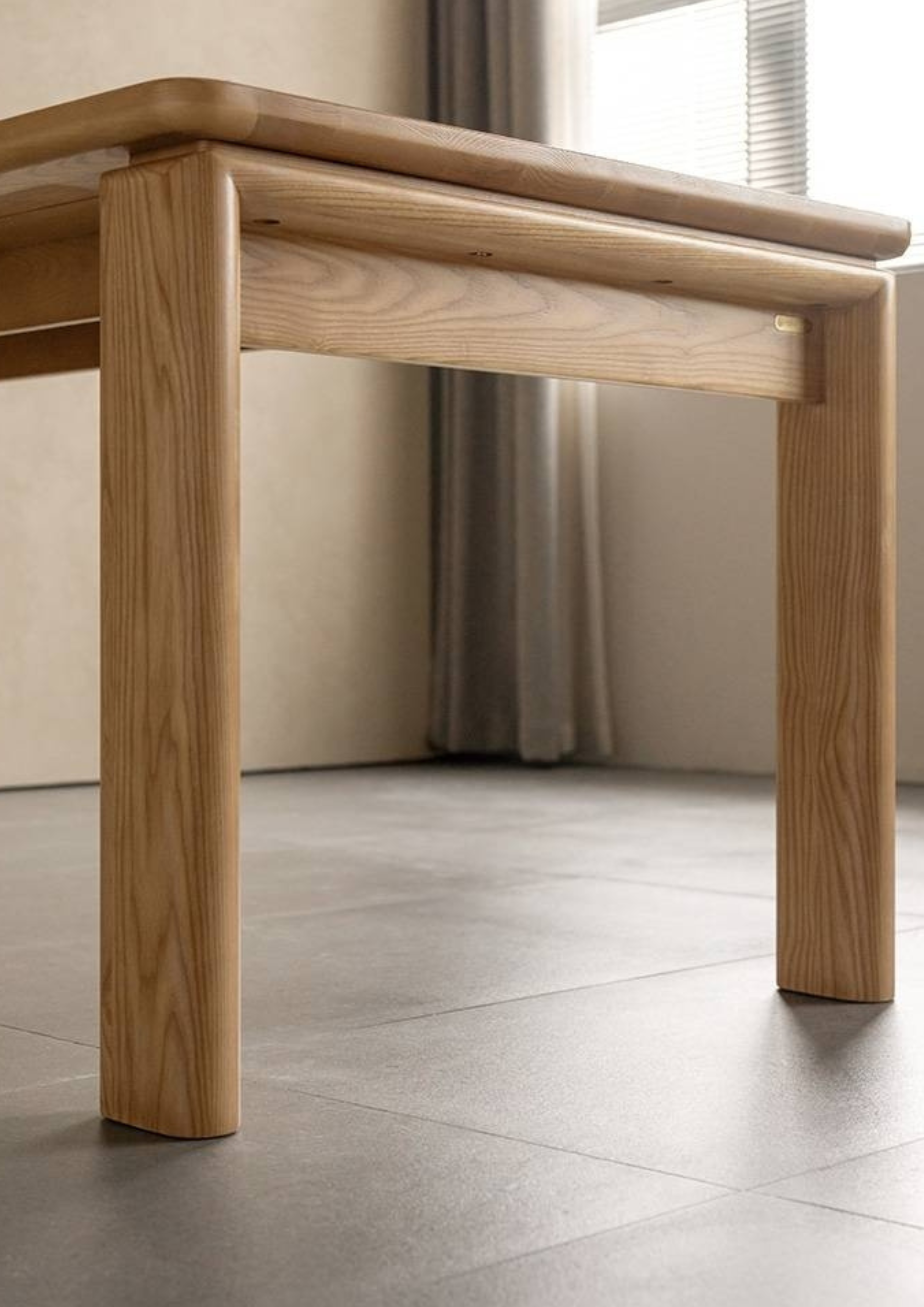 Ash Solid Wood Modern Log Style Dining Table