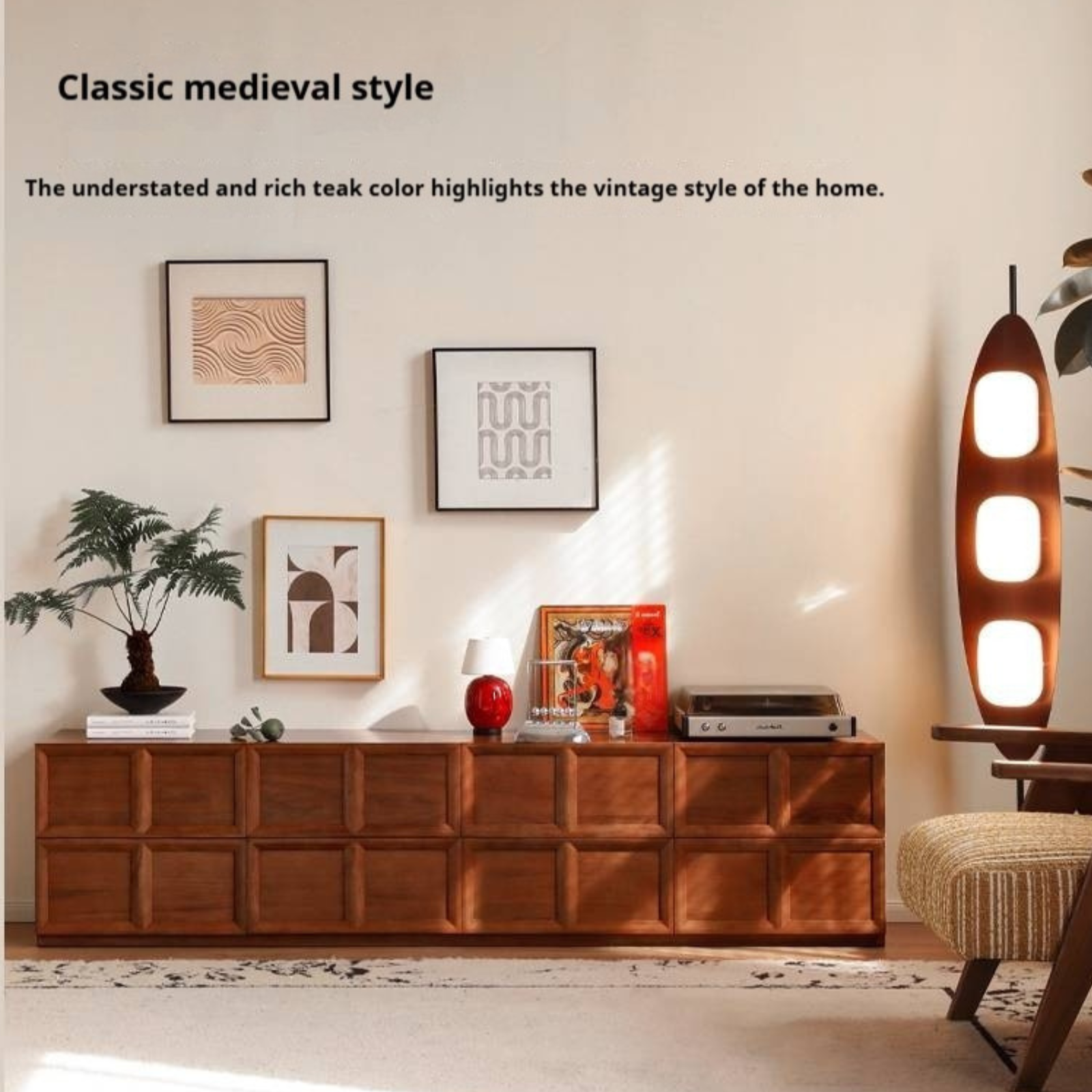 Poplar Solid Wood Antique Style TV Cabinet