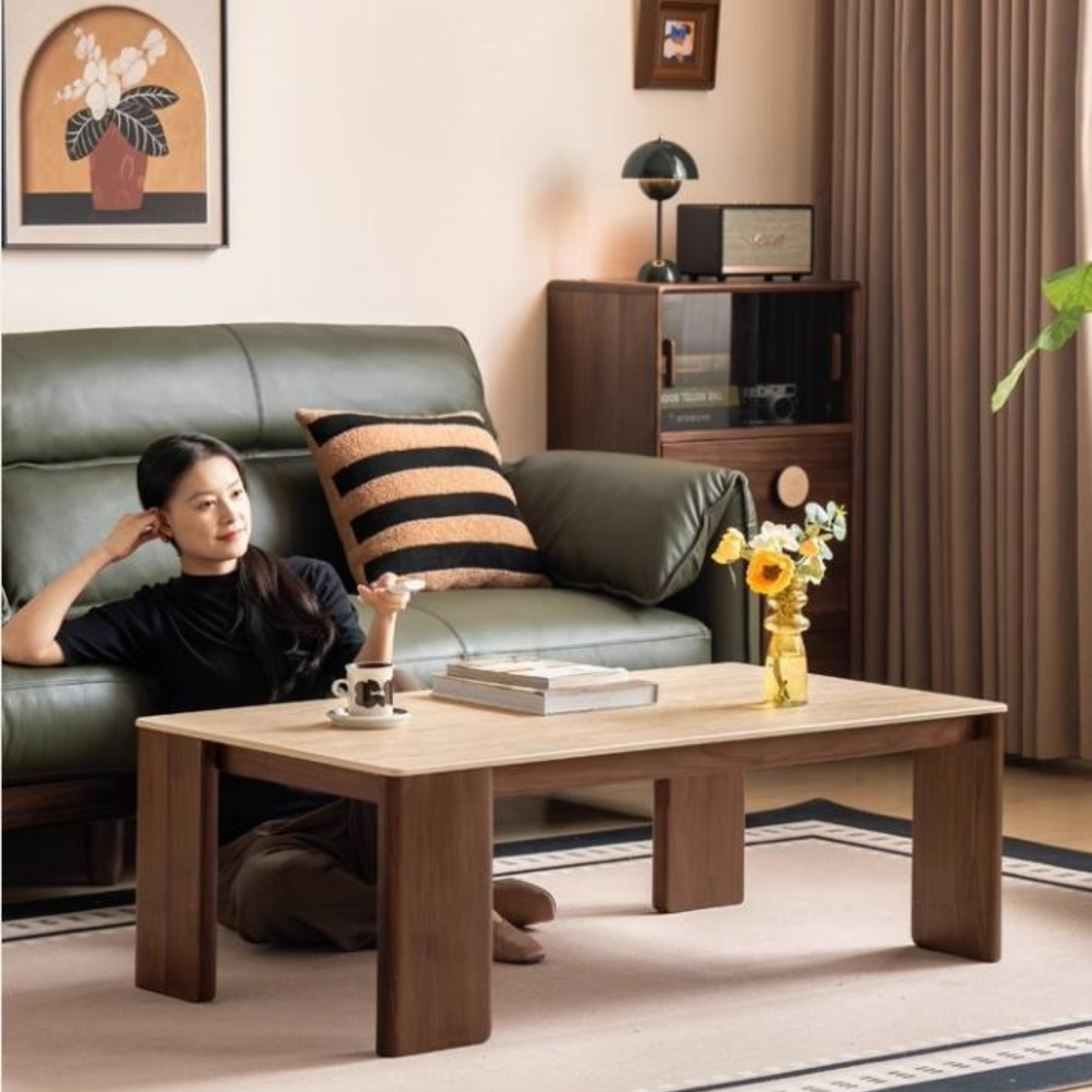 Black Walnut Solid Wood Rectangular Coffee Table