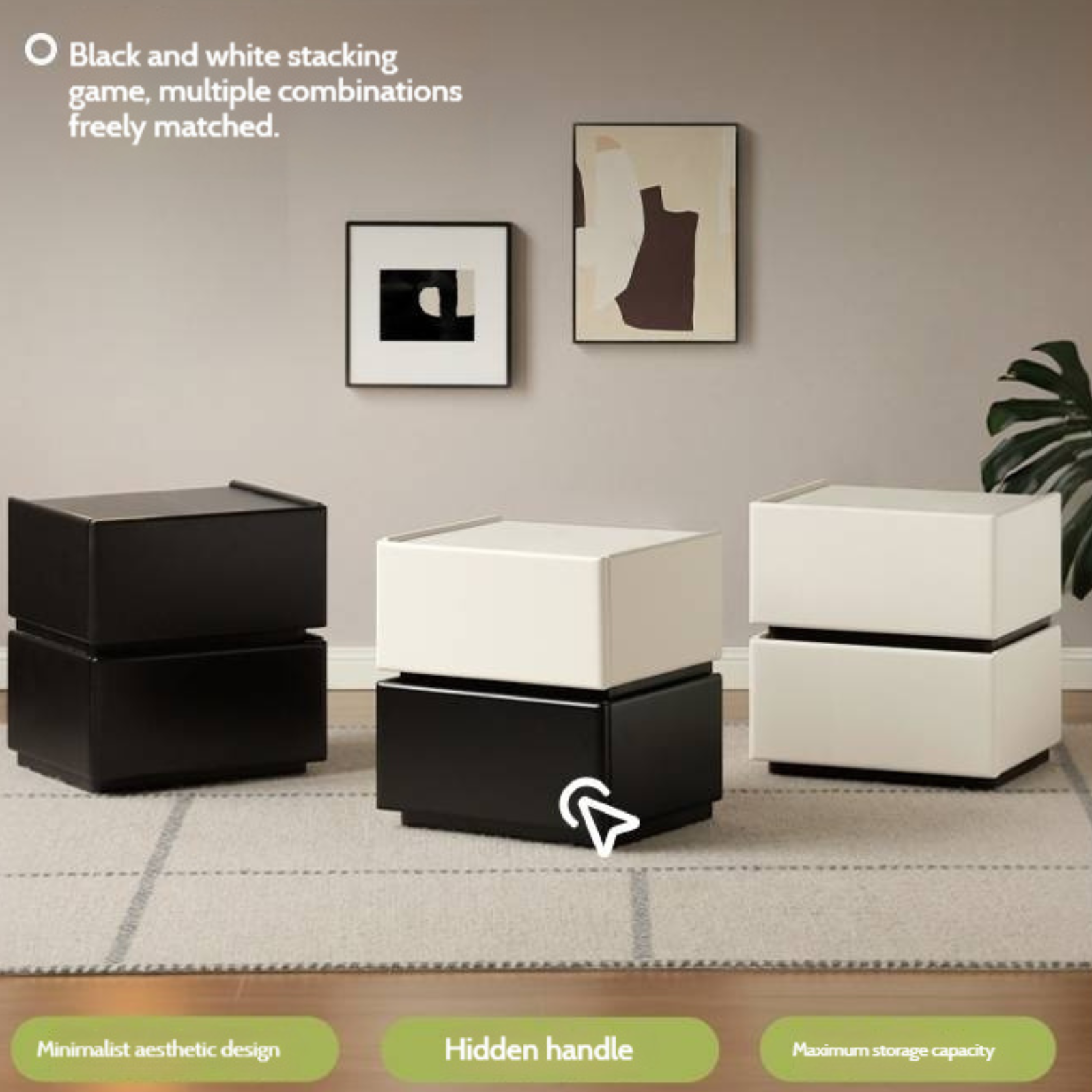 Beech Solid Wood White Cream Style Nightstand