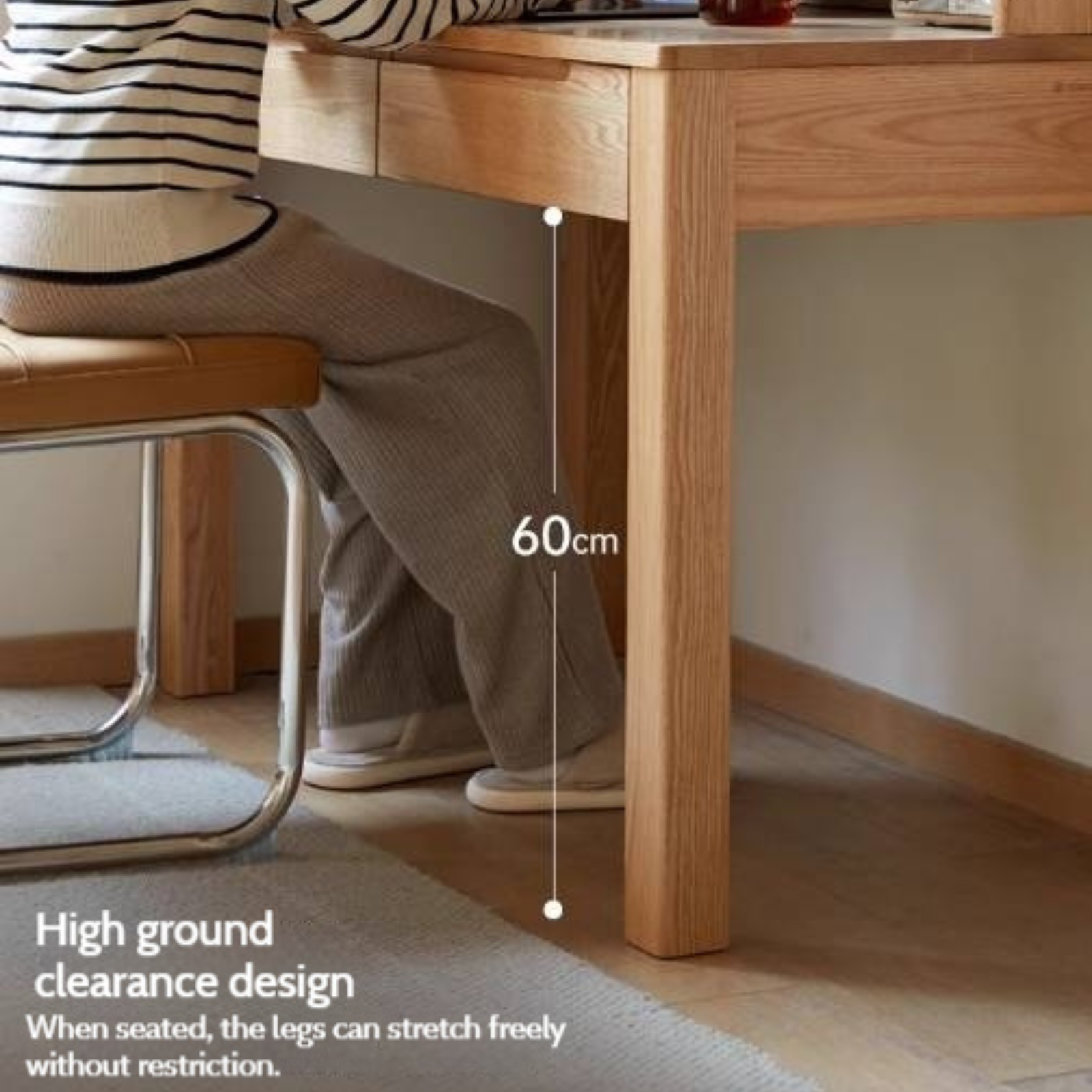 Oak Solid Wood Office Desk and Bookshelf Integrated