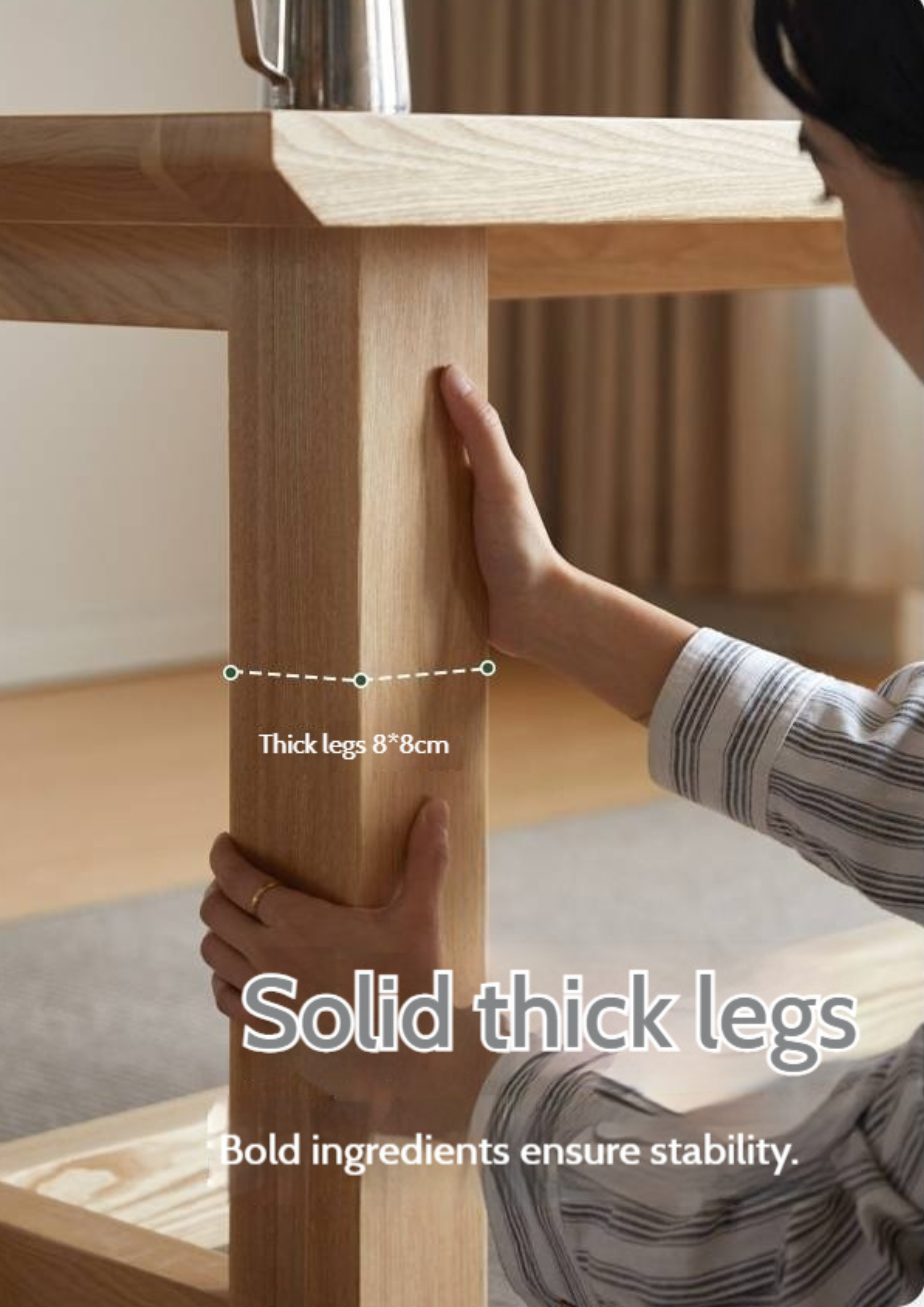 Ash Solid Wood Wabi Sabi Style Dining Table