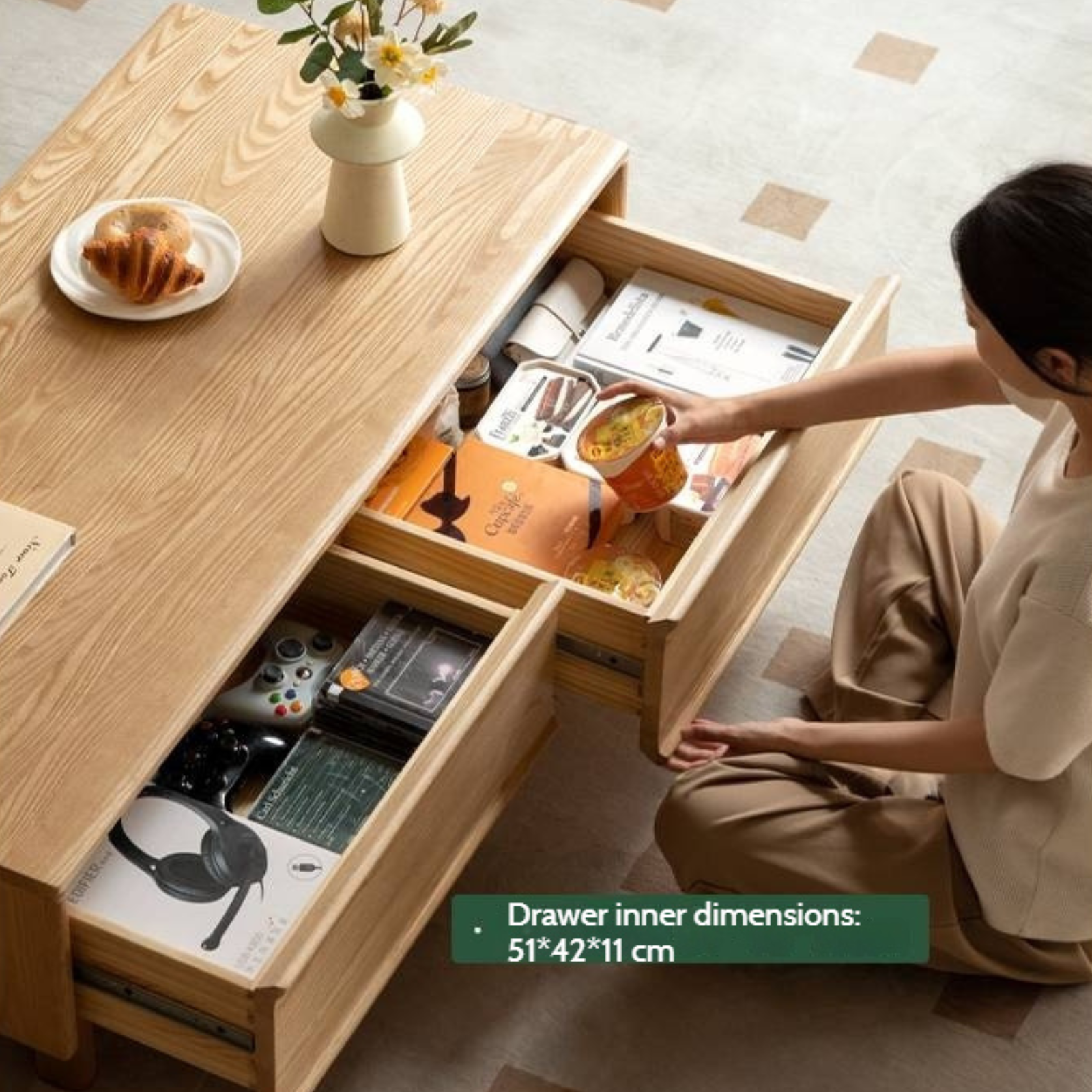 Oak, Ash Solid Wood Dual-Purpose Modern Tea Table