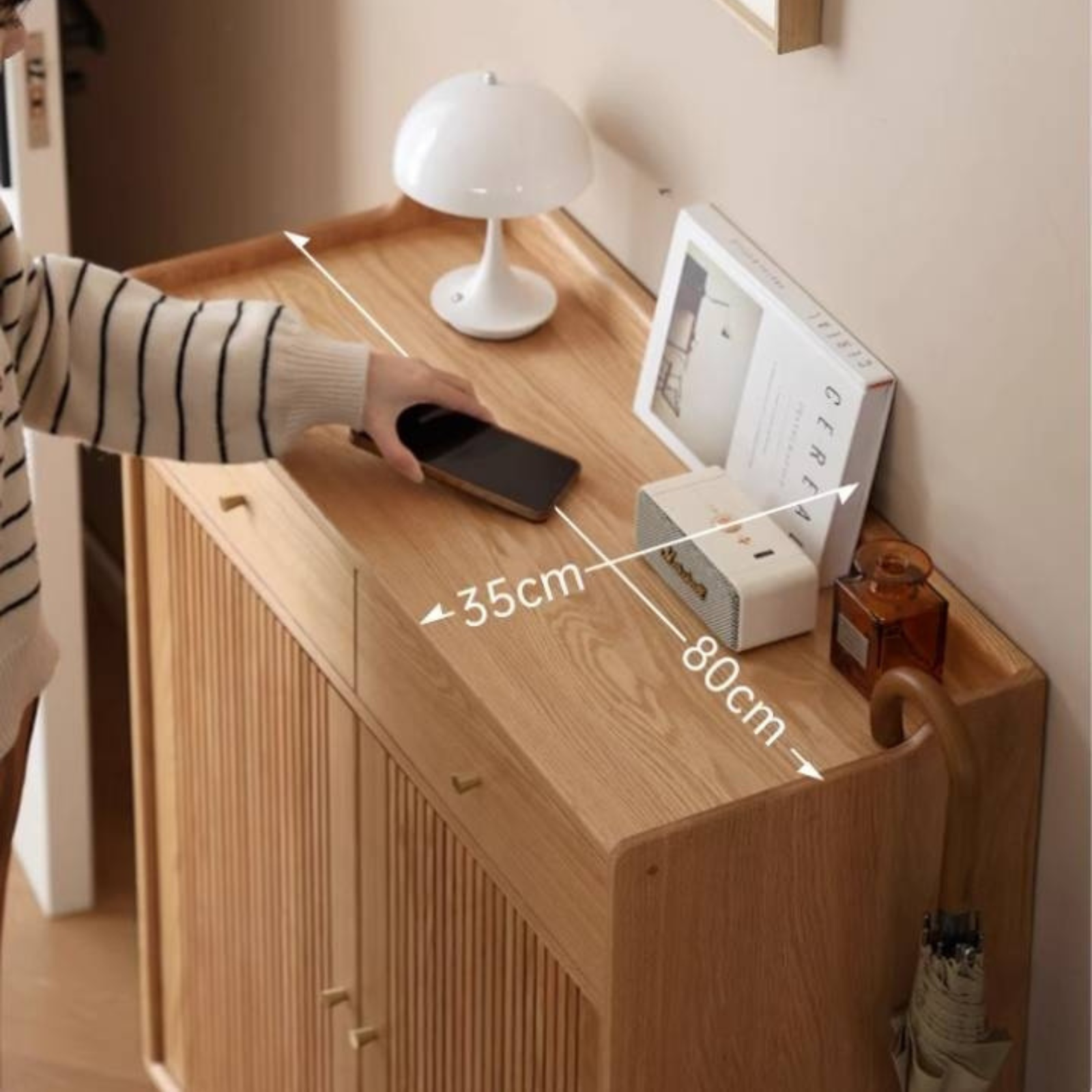 Oak Modern Nordic Shoe Cabinet.