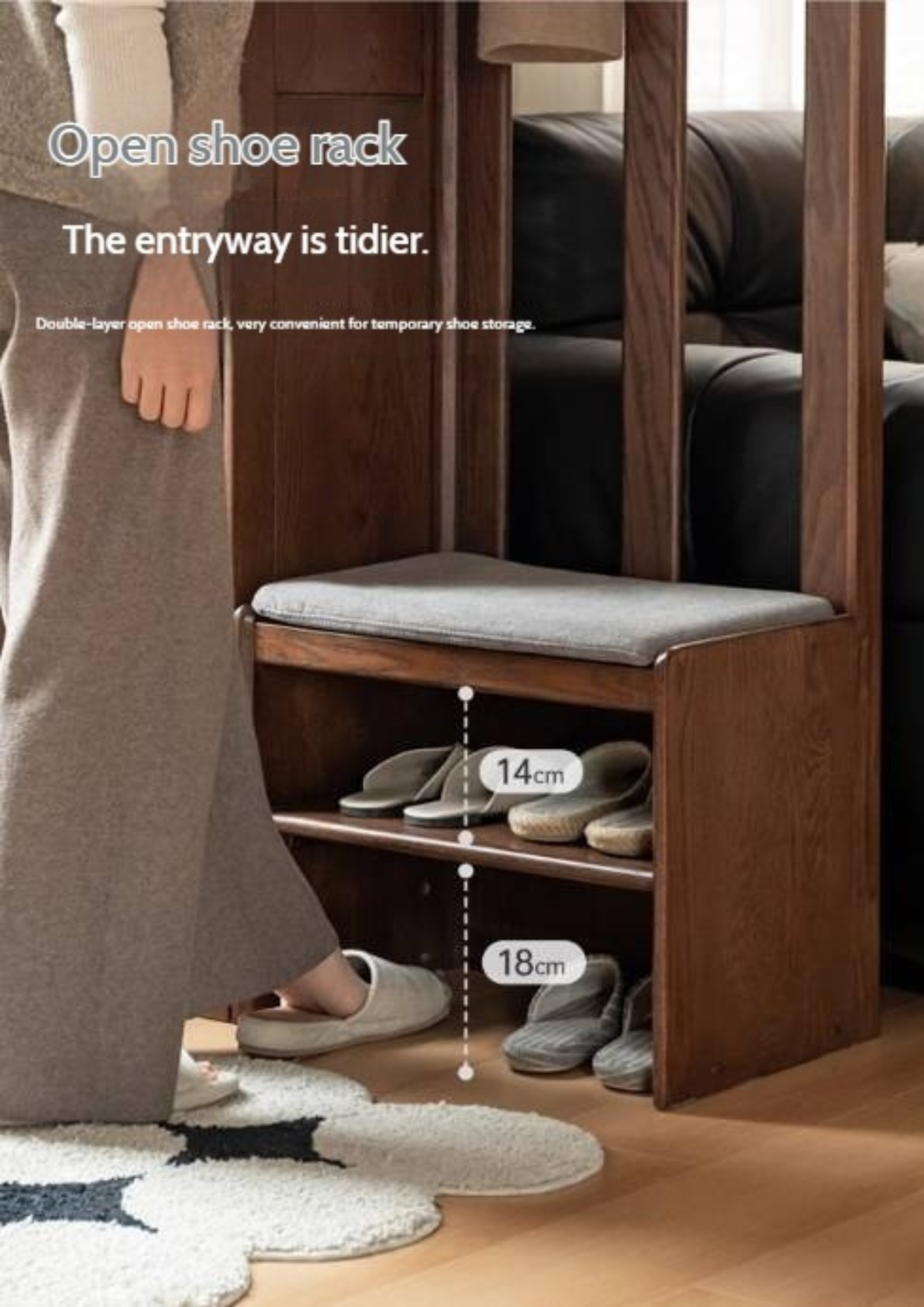 Oak Solid Wood Porch Cabinet Shoe Cabinet Integrated