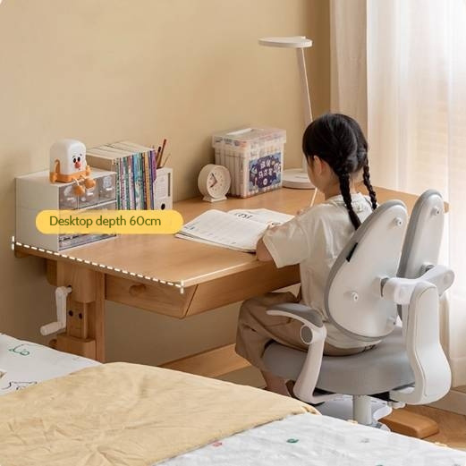 Beech Solid Wood Children's Hand-cranked Height Desk