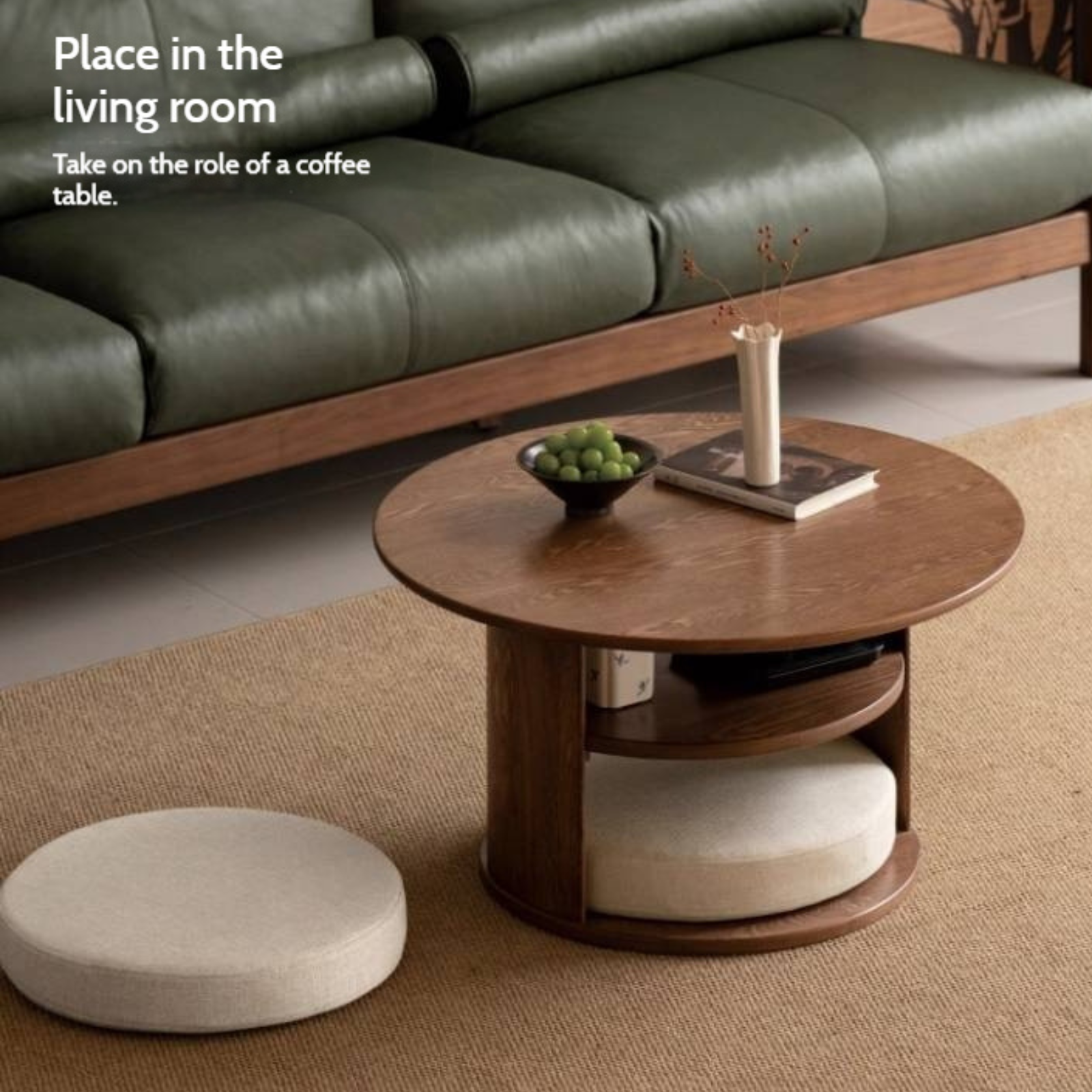 Ash Solid Wood Dual Use Round Tea Table