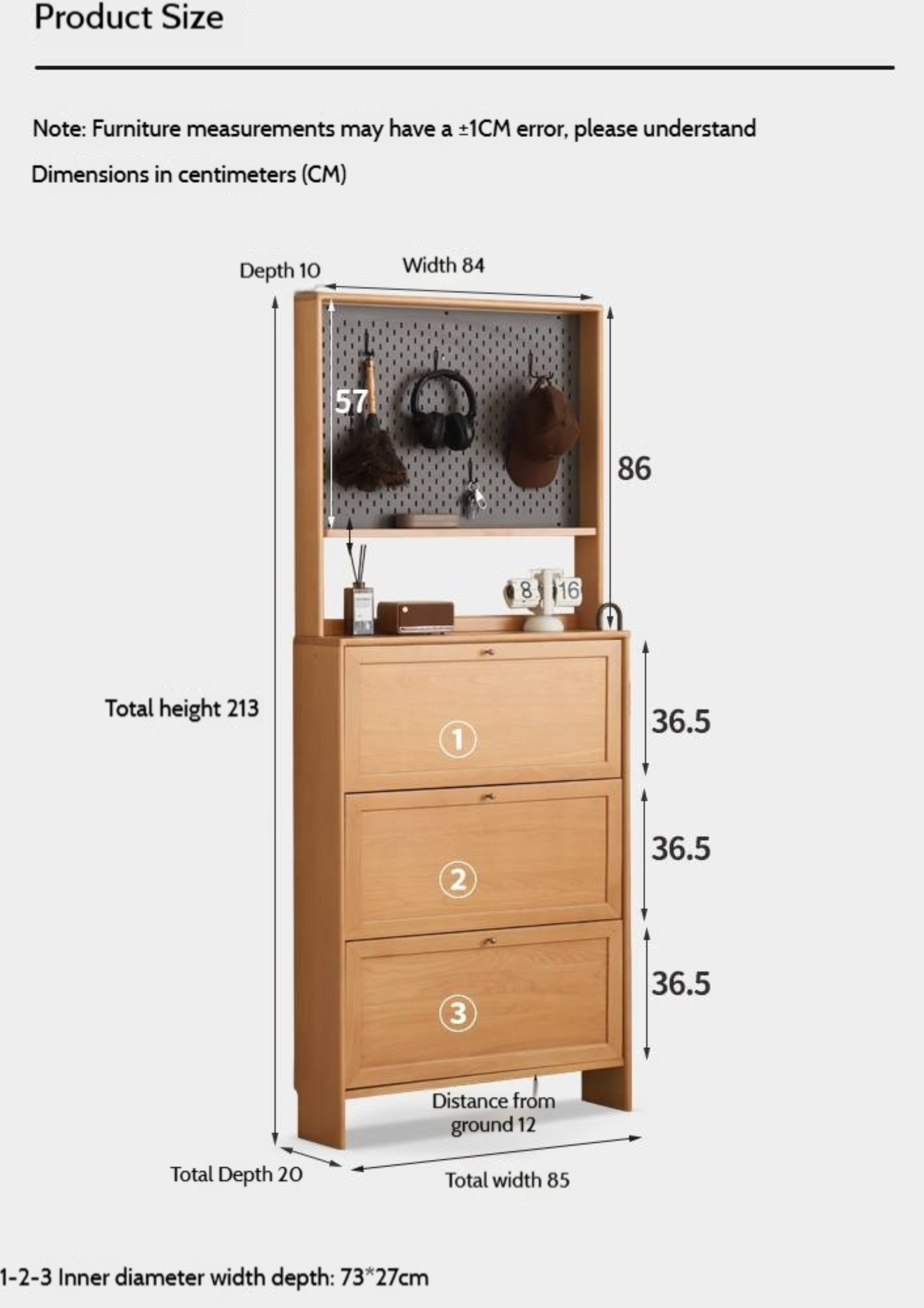 Beech Solid Wood Ultra-Thin Flip Bucket Shoe Cabinet