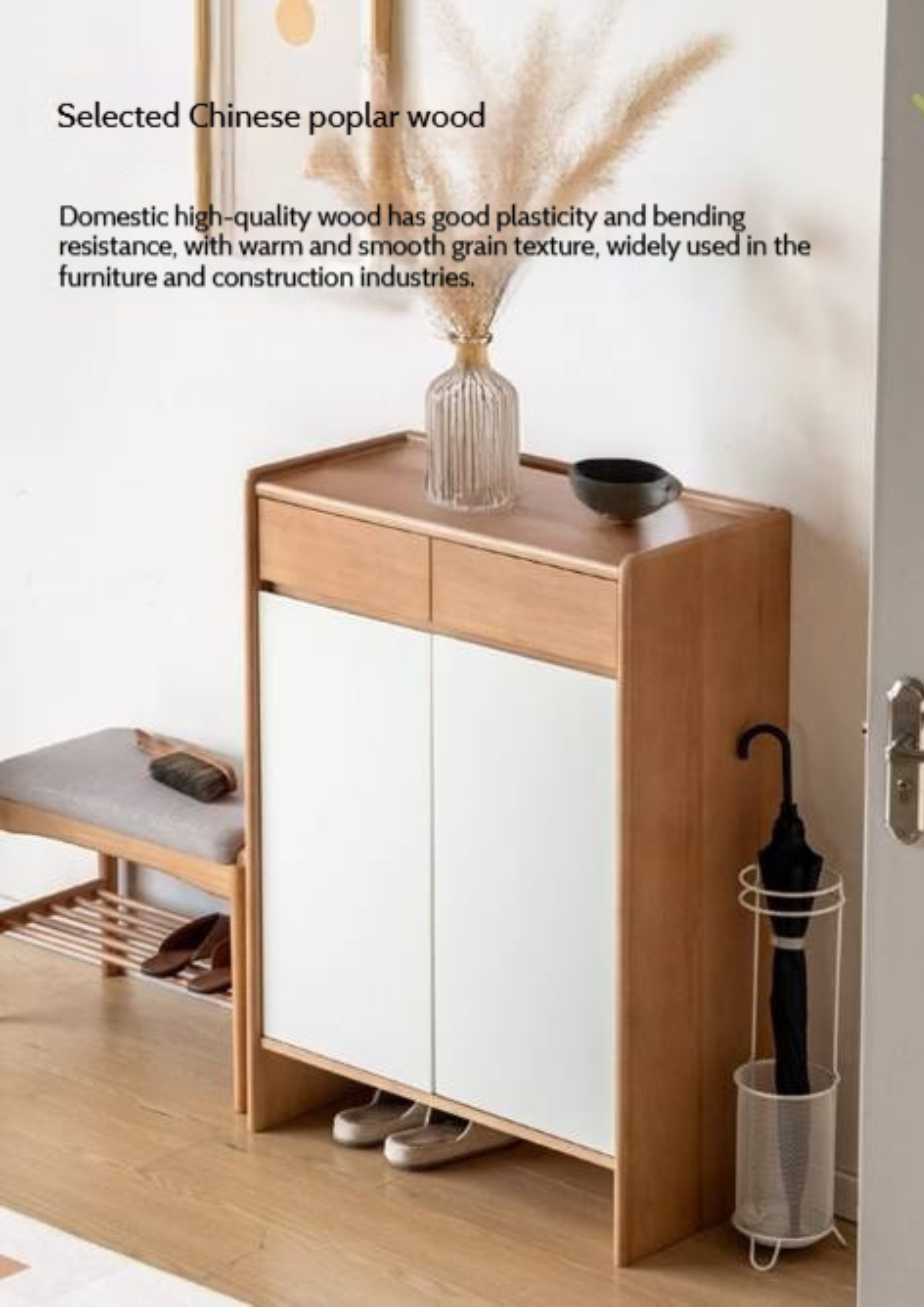 Poplar Solid Wood Shoe Cabinet