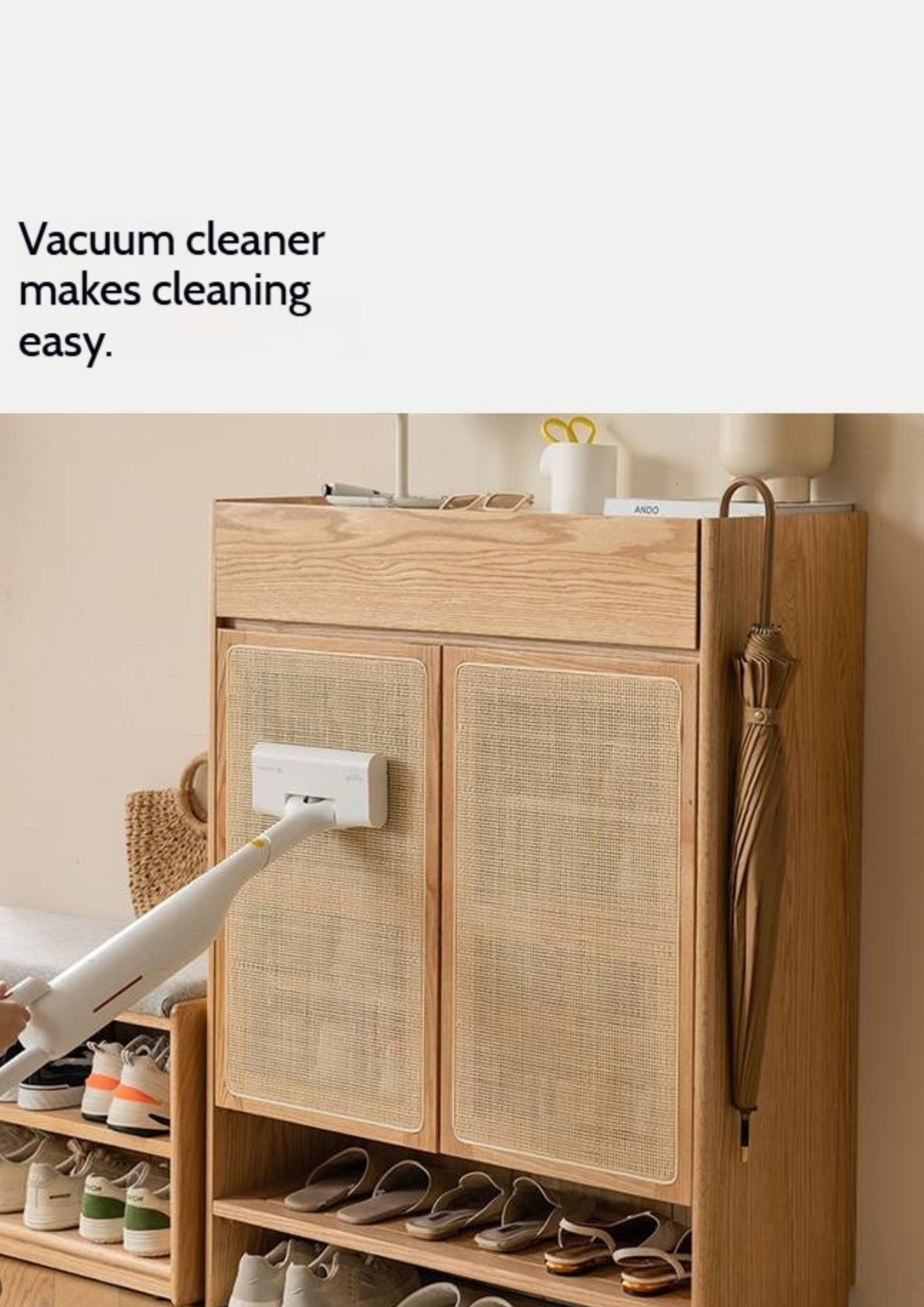 Oak Solid Wood Nordic Rock Slab Shoe Cabinet