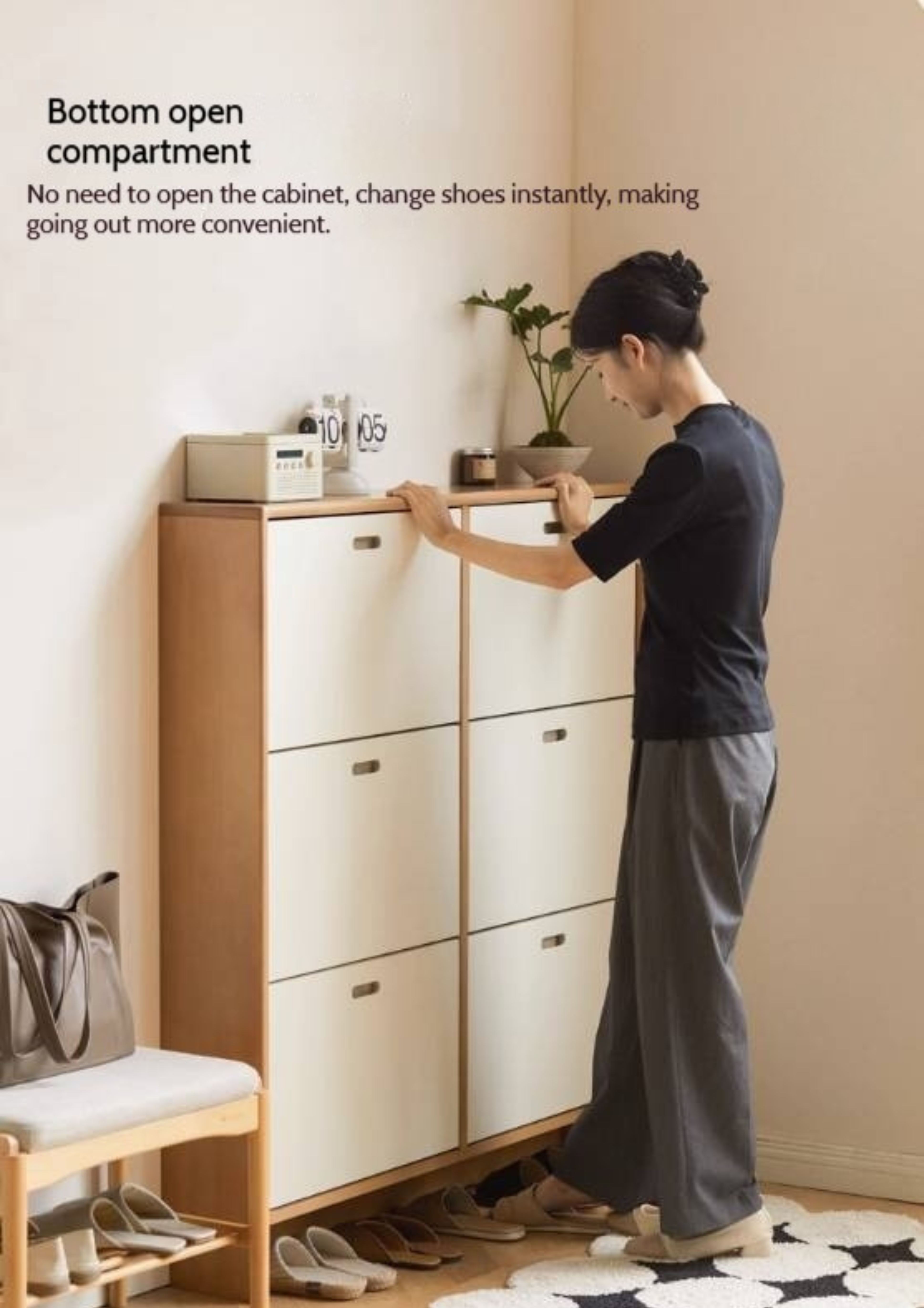 Birch Solid Wood Ultra-Thin Shoe Cabinet