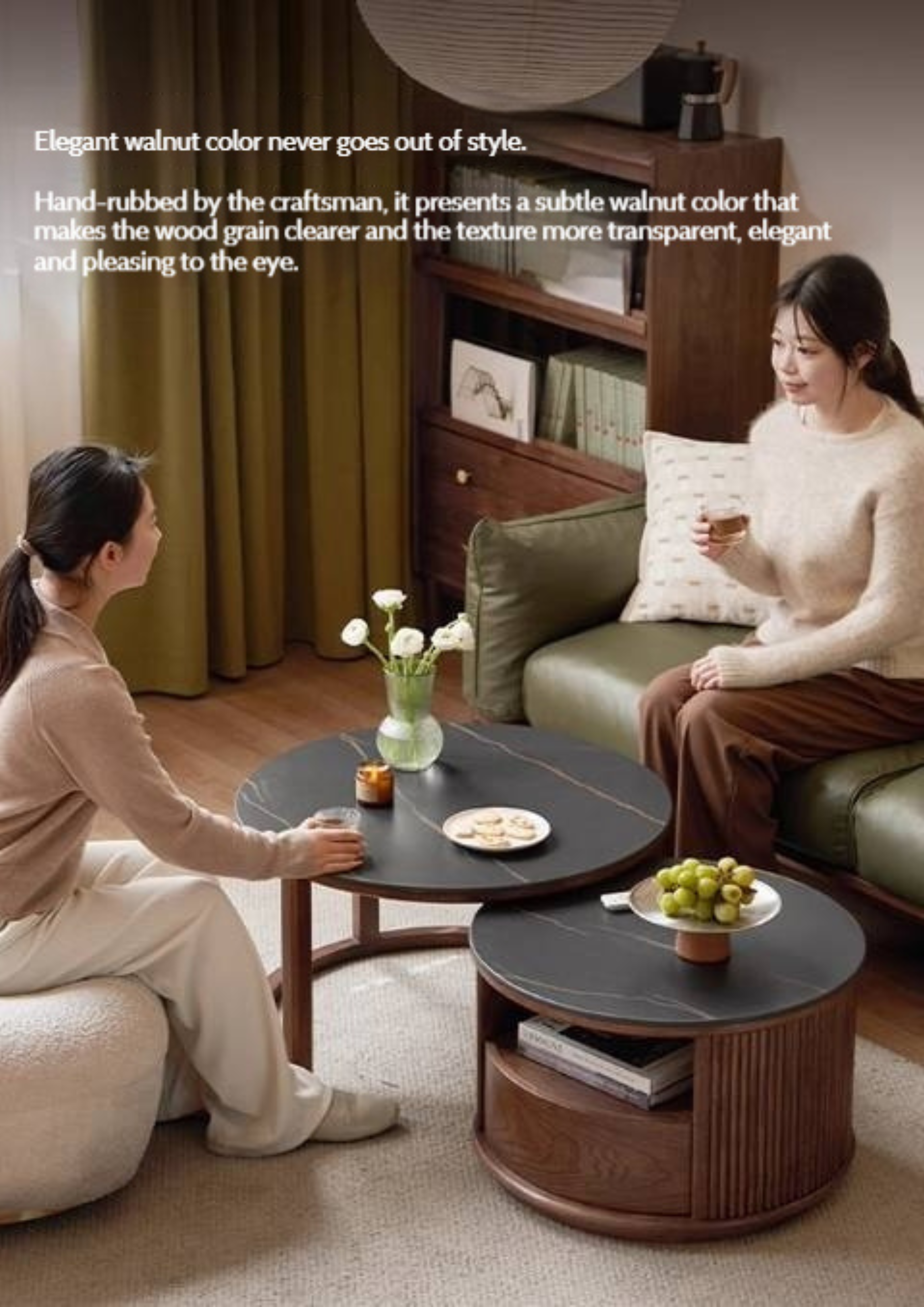 Oak Solid Wood Italian Light Luxury Rock Plate Coffee Table