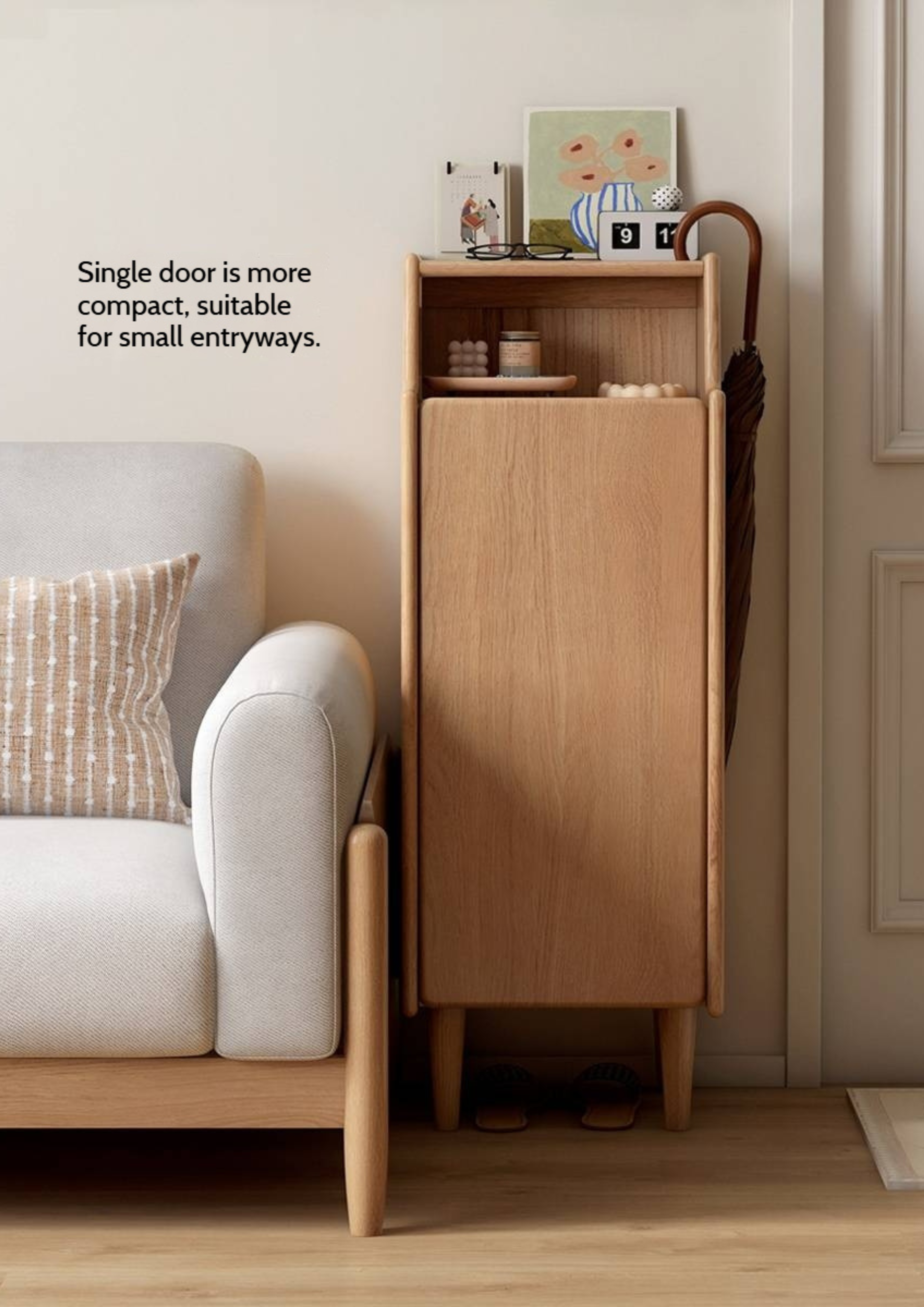 Oak Solid Wood Entrance Shoe Cabinet