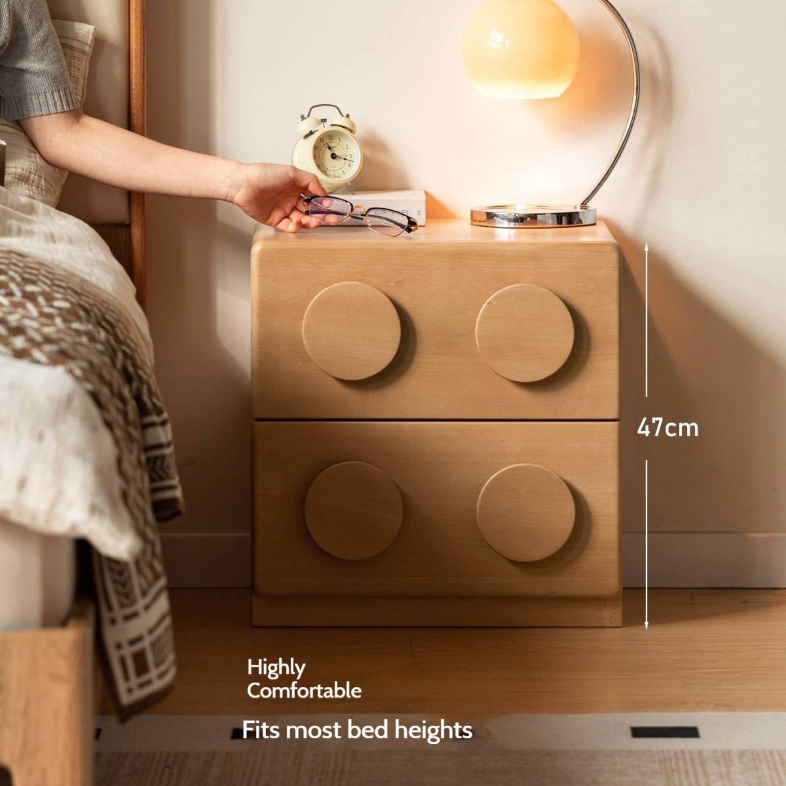 Beech Solid Wood Log Style Nightstand