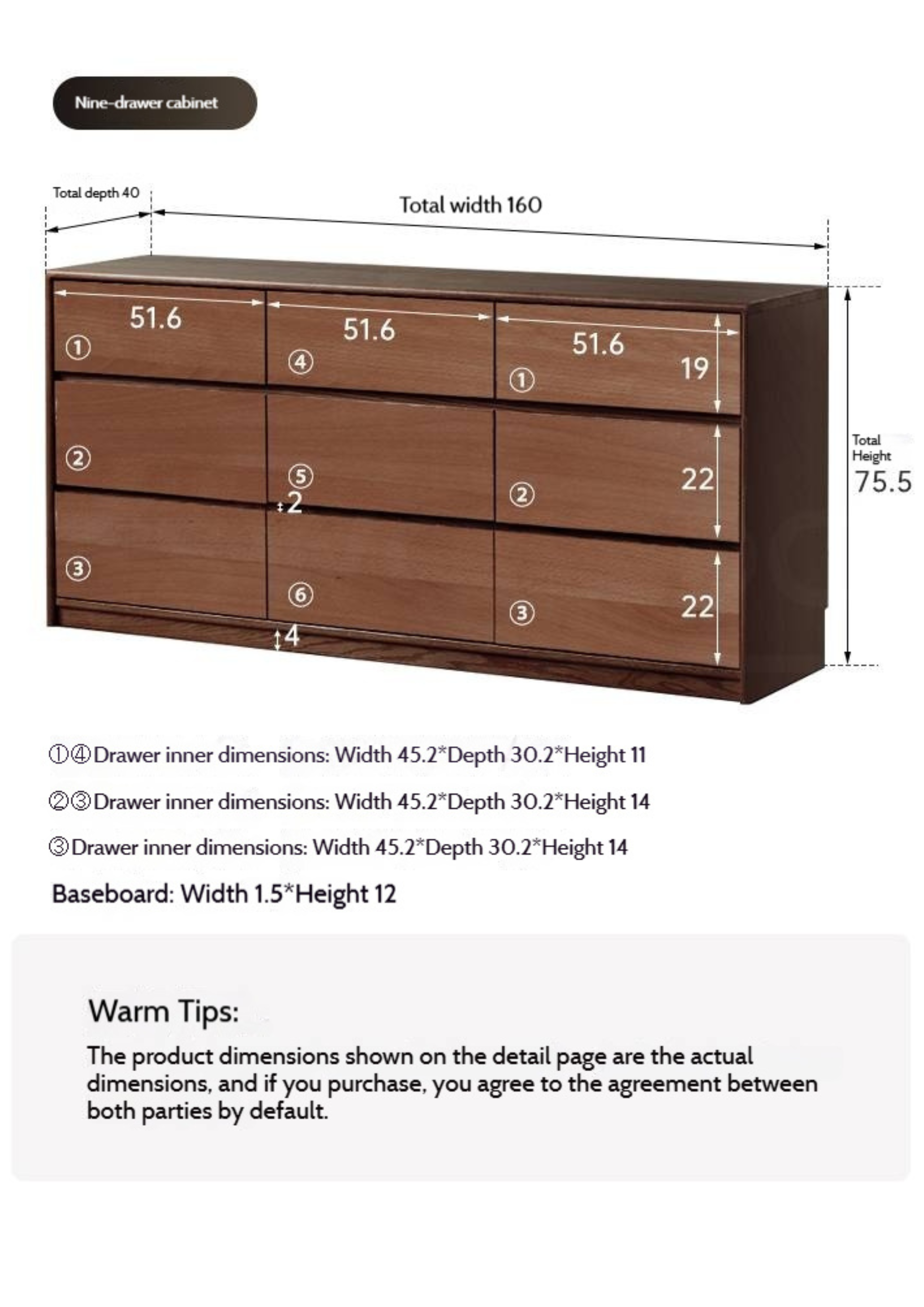 Oak Solid Wood Modern Drawer Cabinet