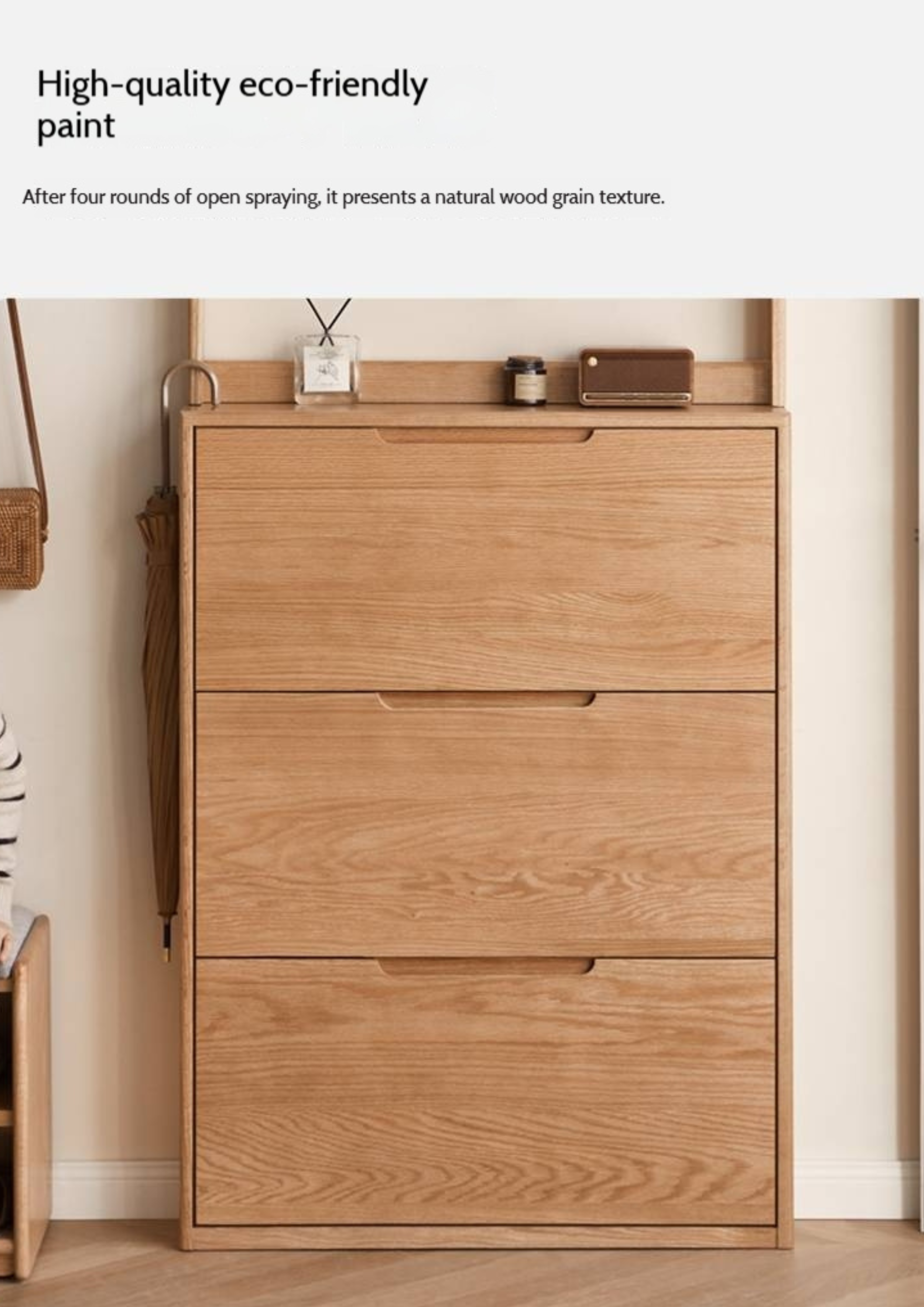 Oak, Poplar Solid Wood Ultra Thin Shoe Cabinet