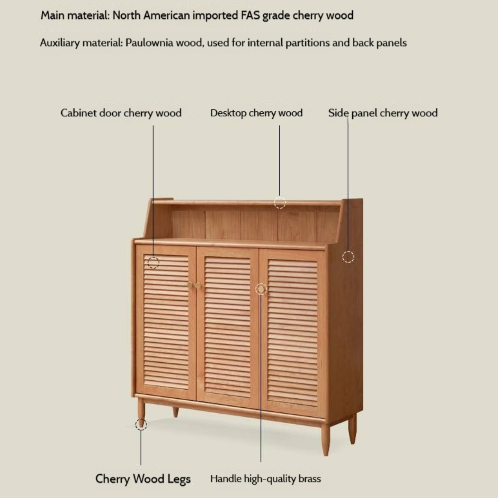 Cherry Solid Wood Entrance Shoe Cabinet
