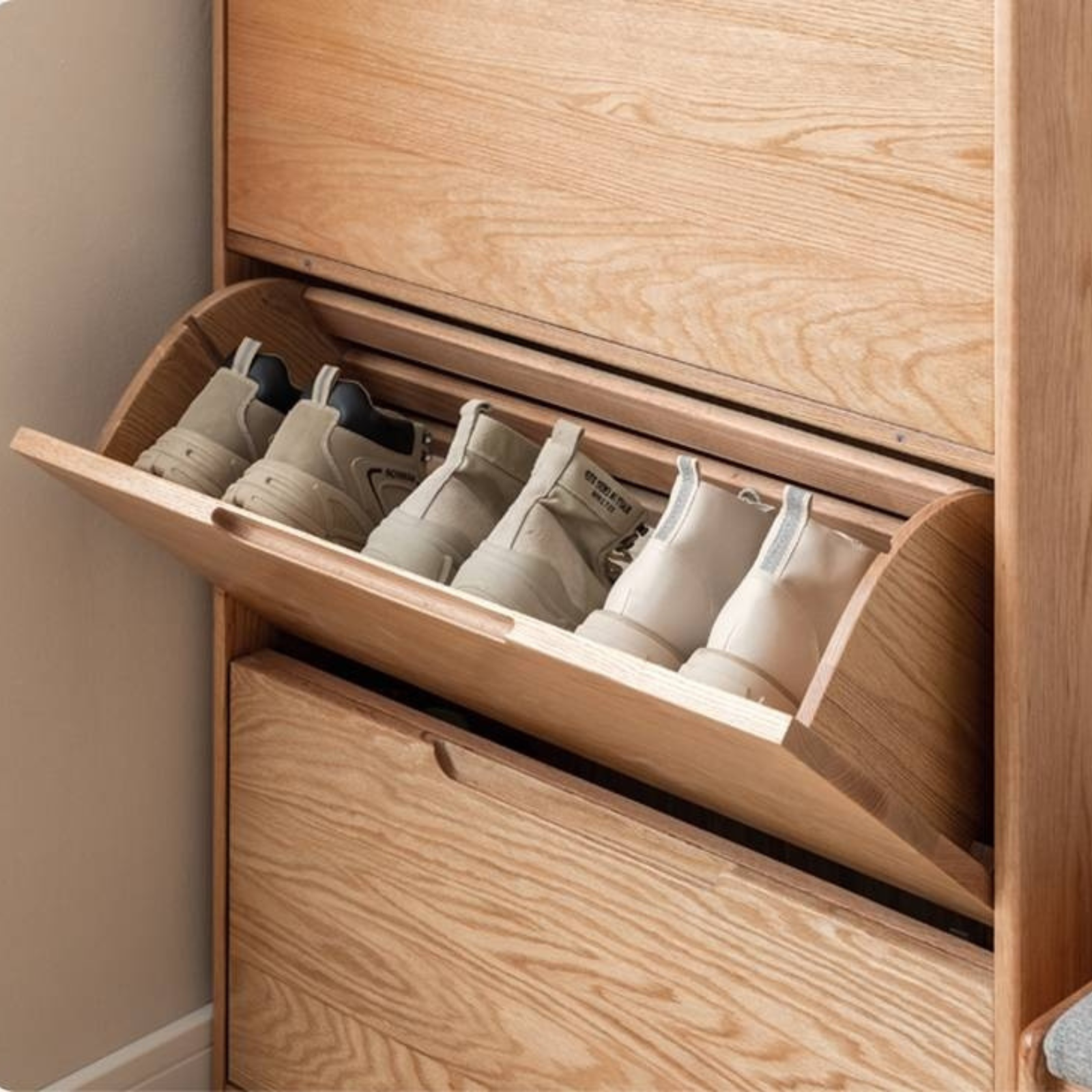 Oak, Poplar Solid Wood Ultra Thin Shoe Cabinet
