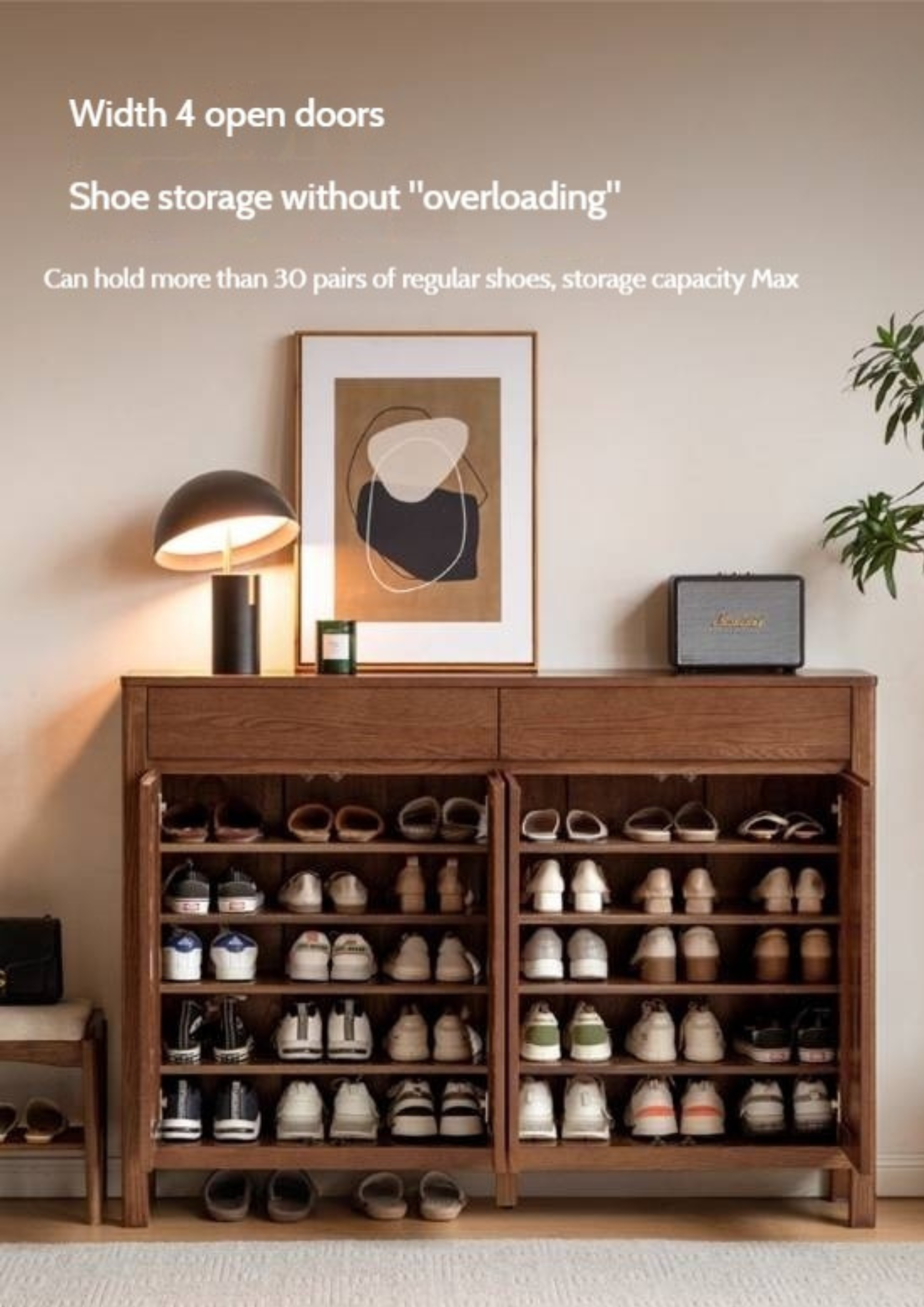 Ash Solid Wood Large Capacity Shoe Cabinet