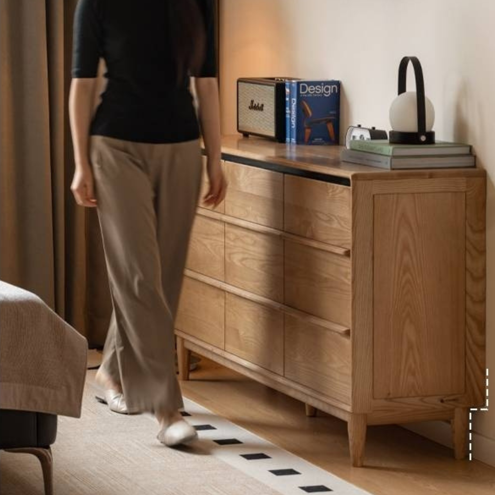 Ash Solid Wood Storage Drawer Cabinet