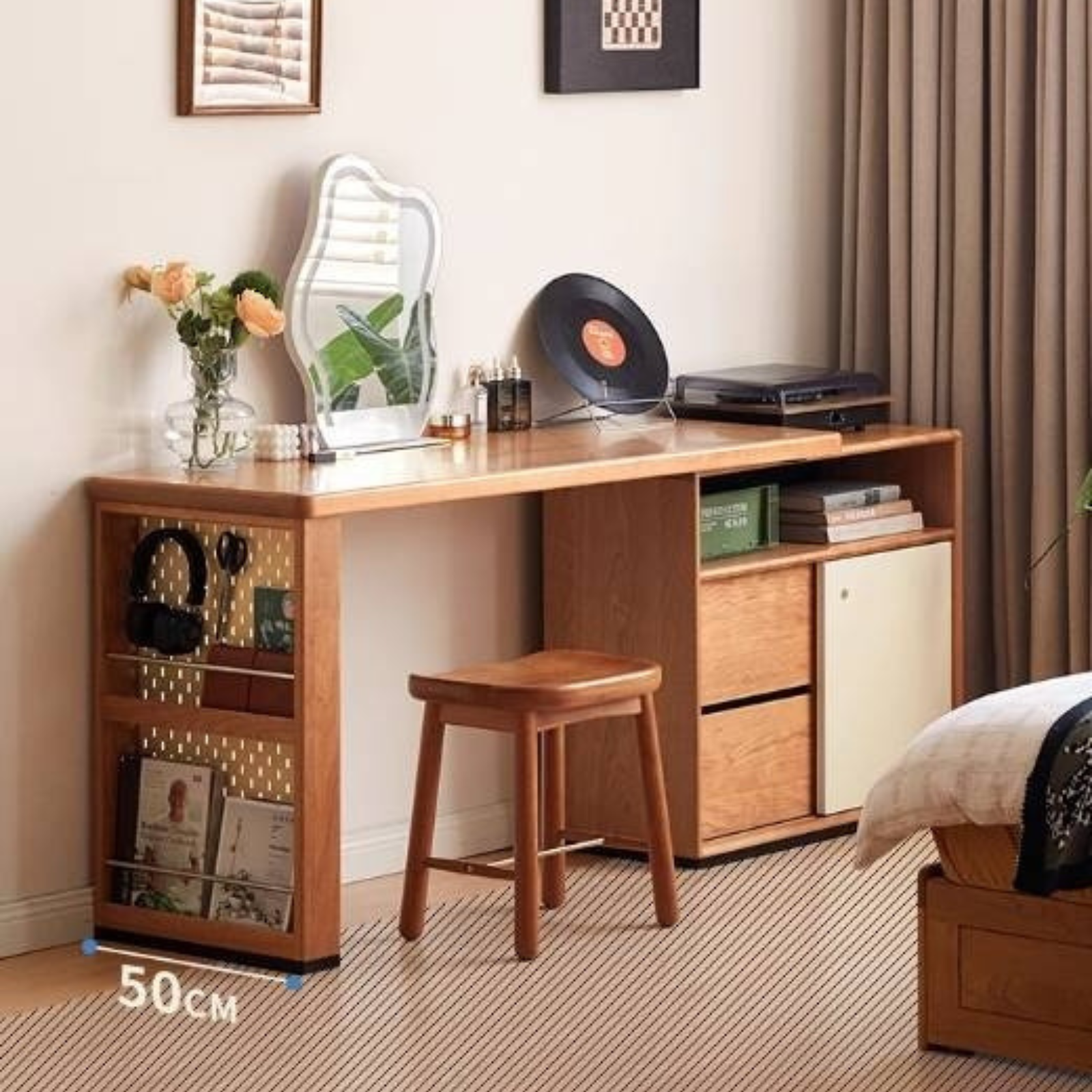 Cherry Solid Wood Vintage Style Office Desk