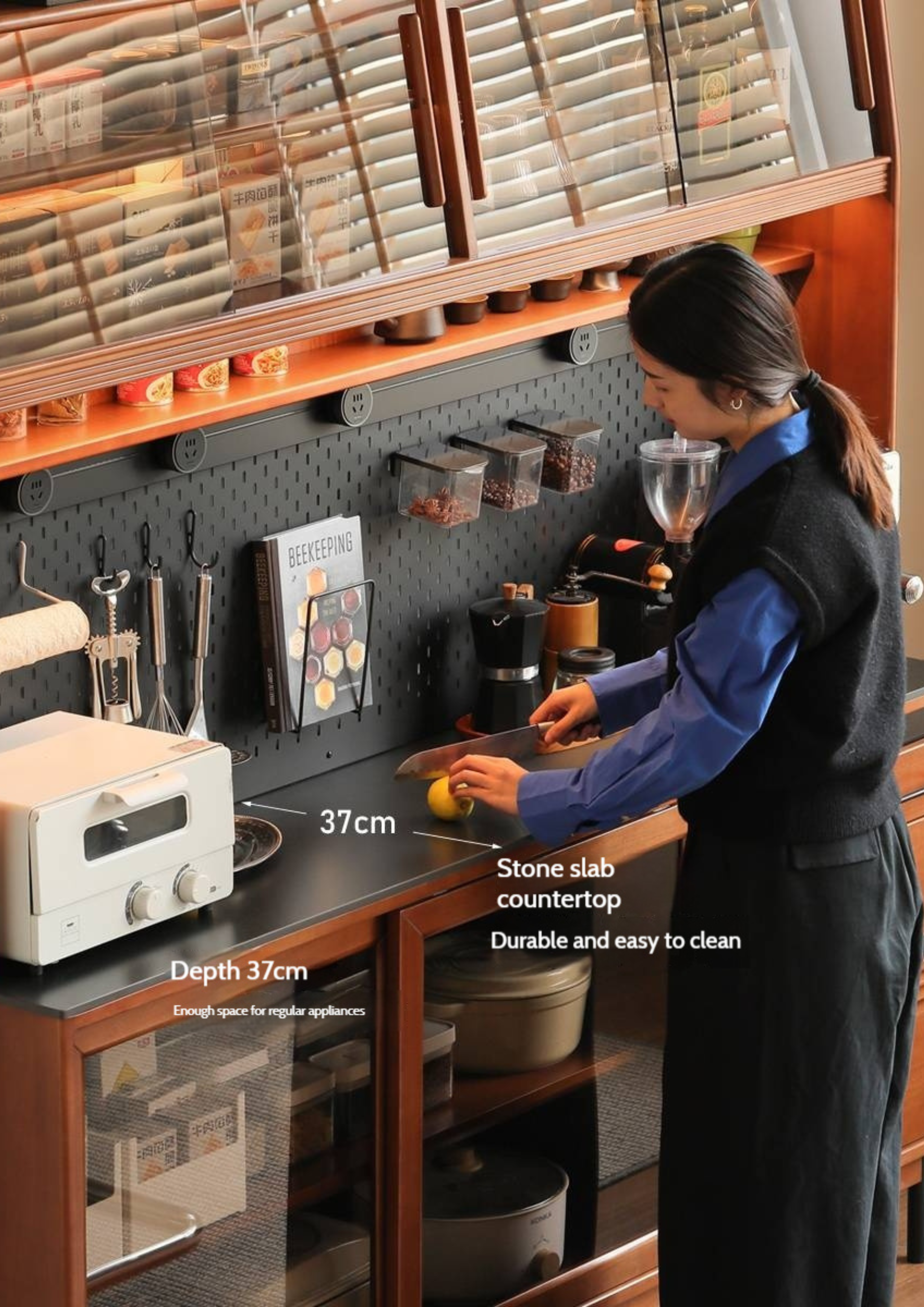 Poplar, Birch Solid Wood Antique Style Dining Cabinet