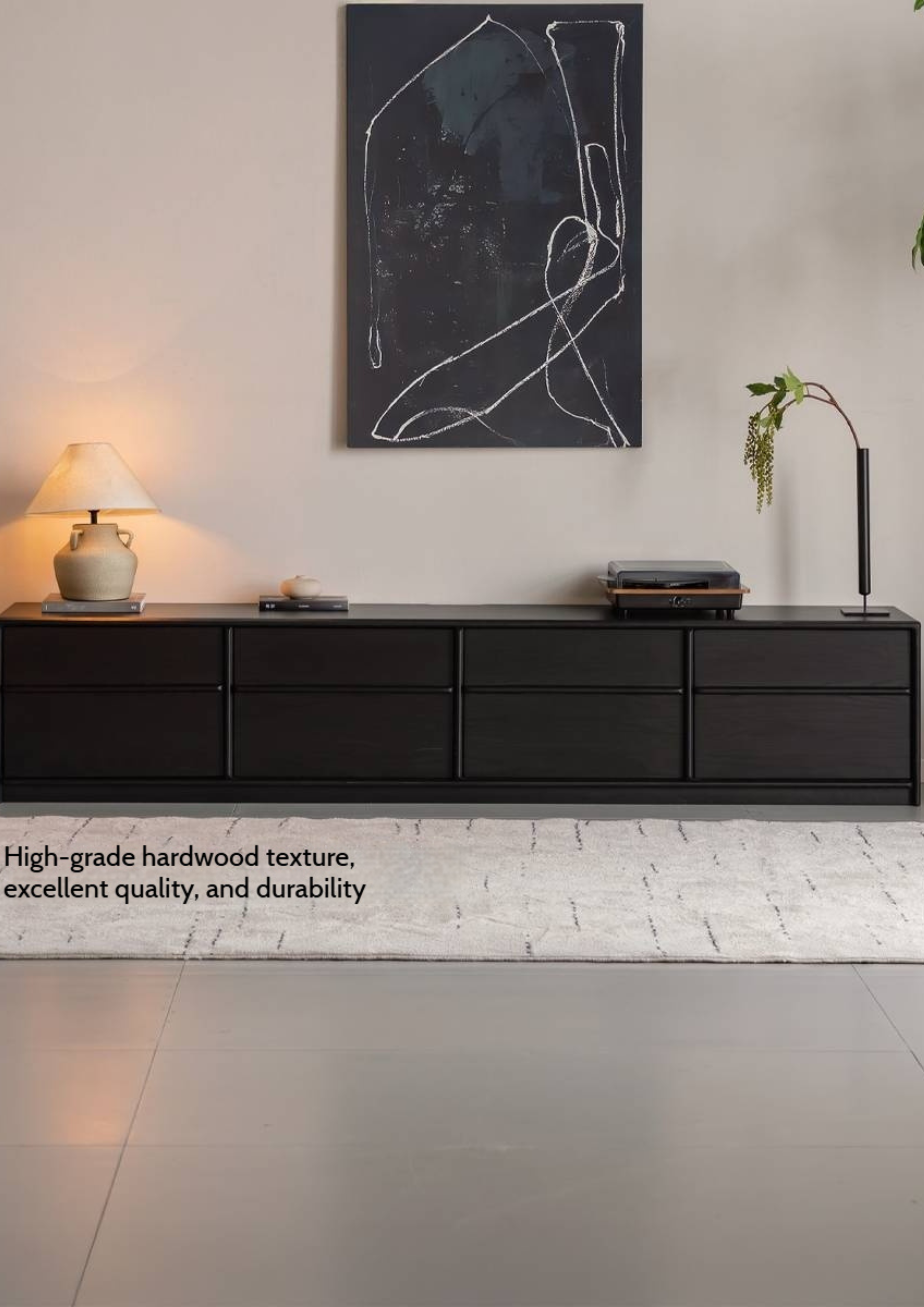 Oak Solid Wood Skeleton Line Modern TV Stand