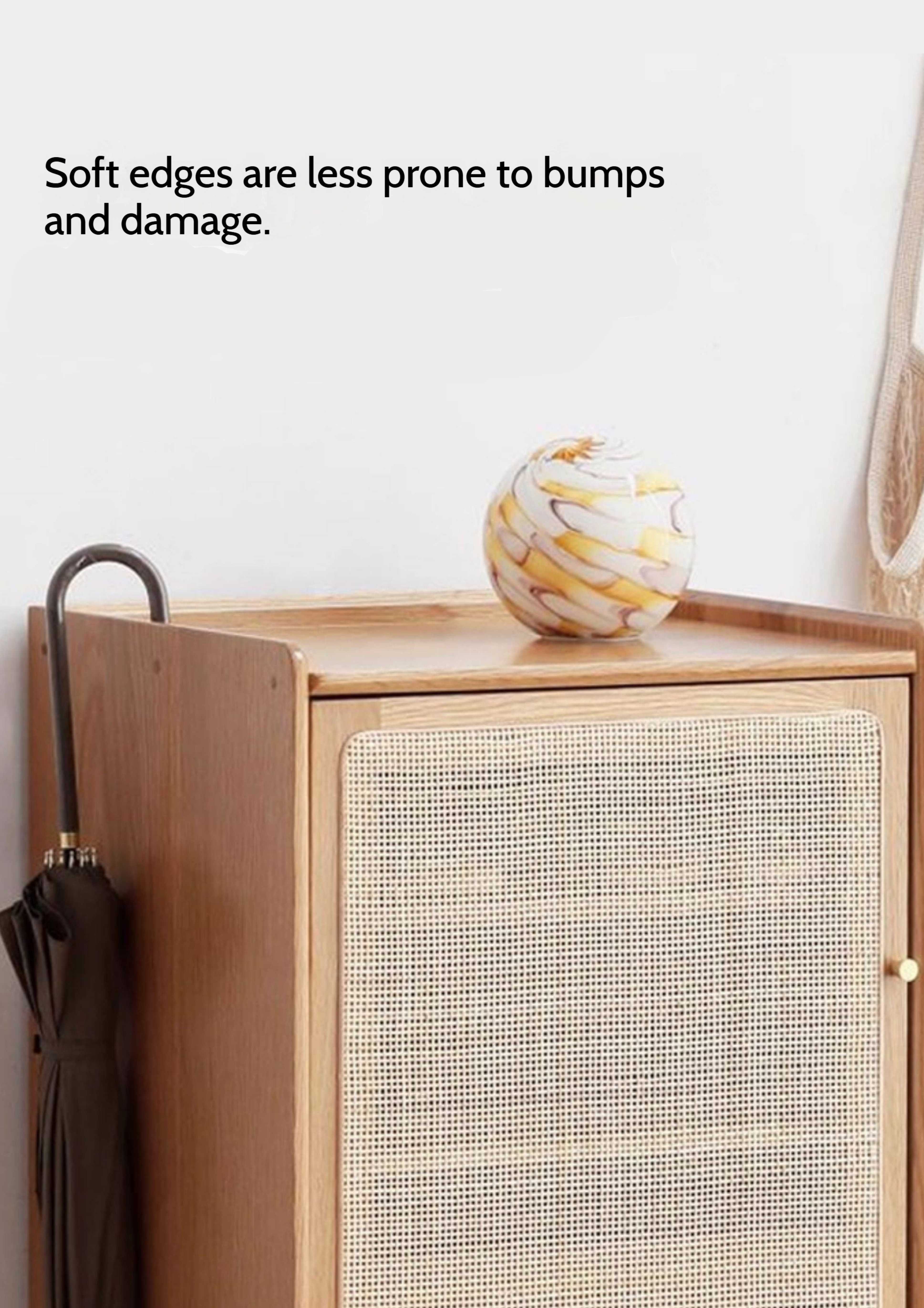 Oak Solid Wood Shoe Cabinet Storage Rattan