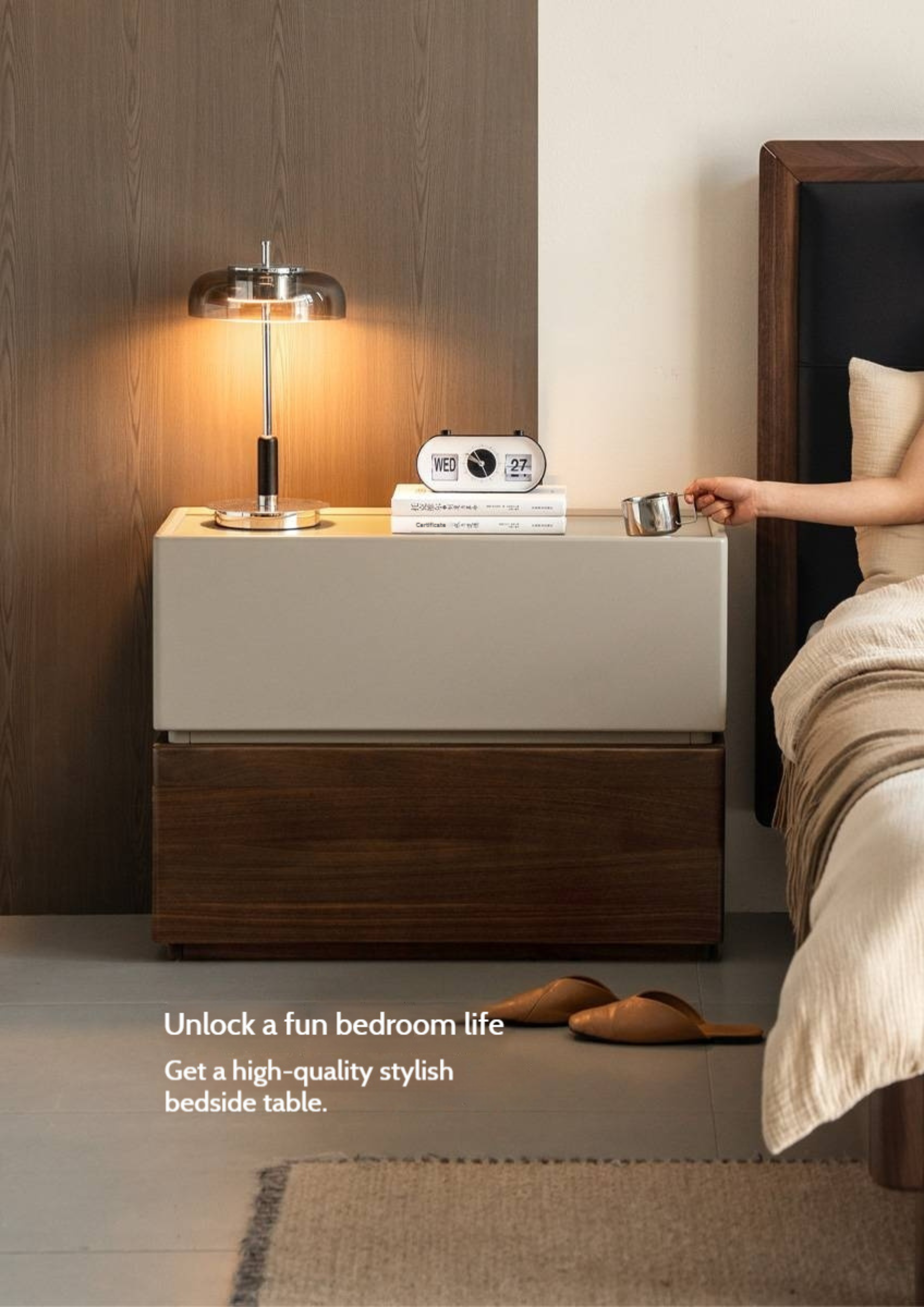 Black Walnut, Tulipwood Solid Wood Italian Light Luxury Style Side Table