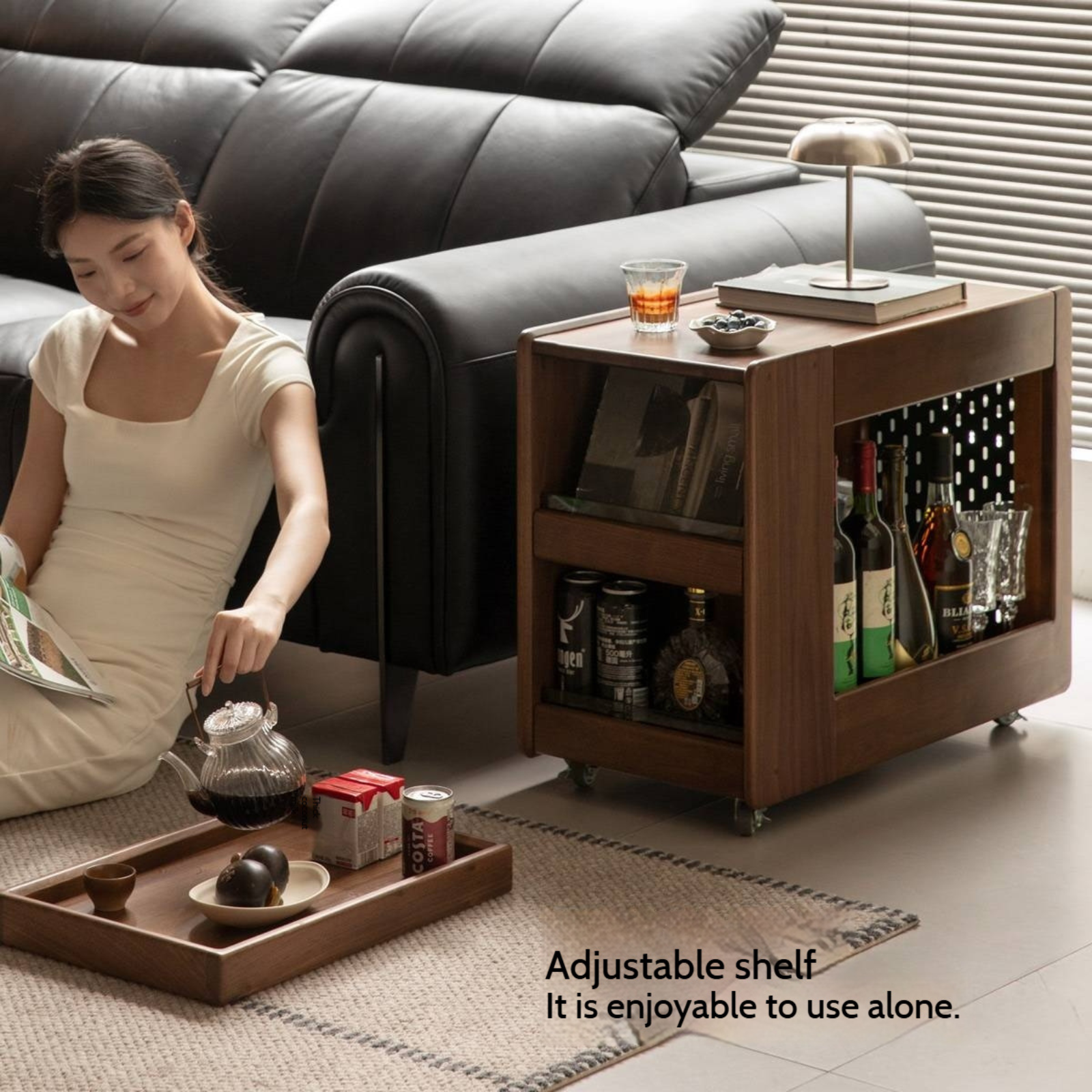 Black Walnut, Oak Solid Wood Luxury Corner Side Table