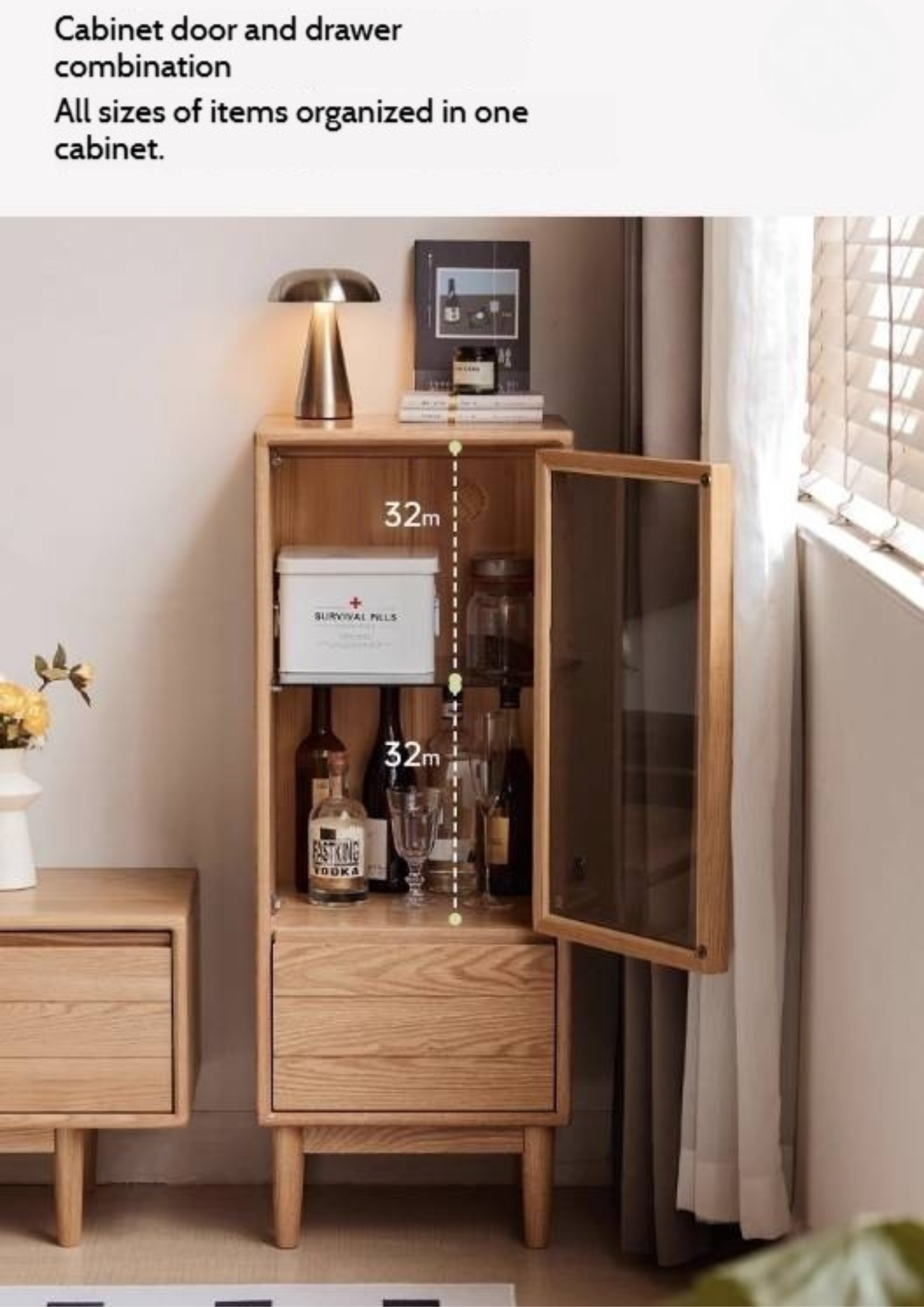 Oak Solid Wood Modern Simple Storage Side Cabinet
