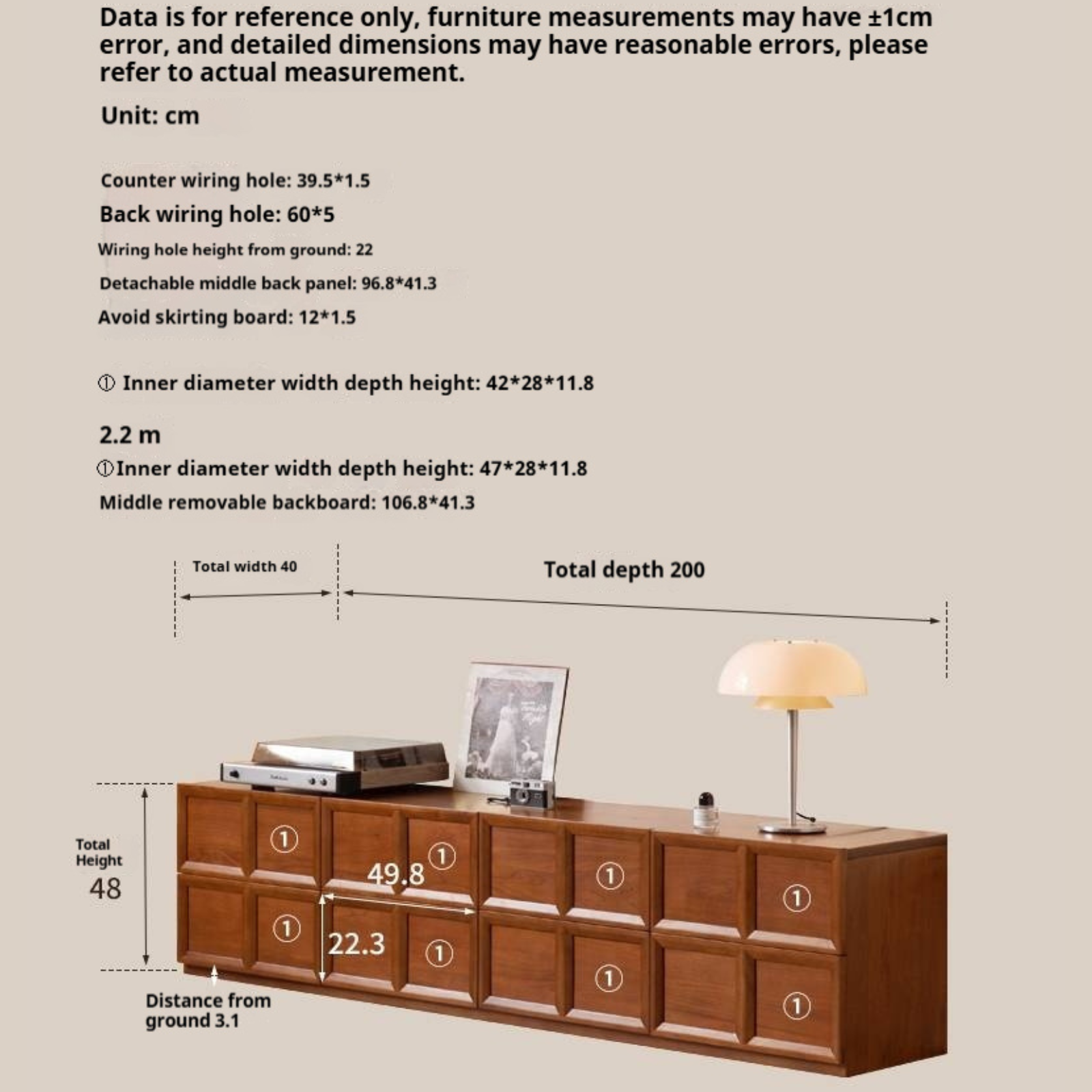 Poplar Solid Wood Antique Style TV Cabinet