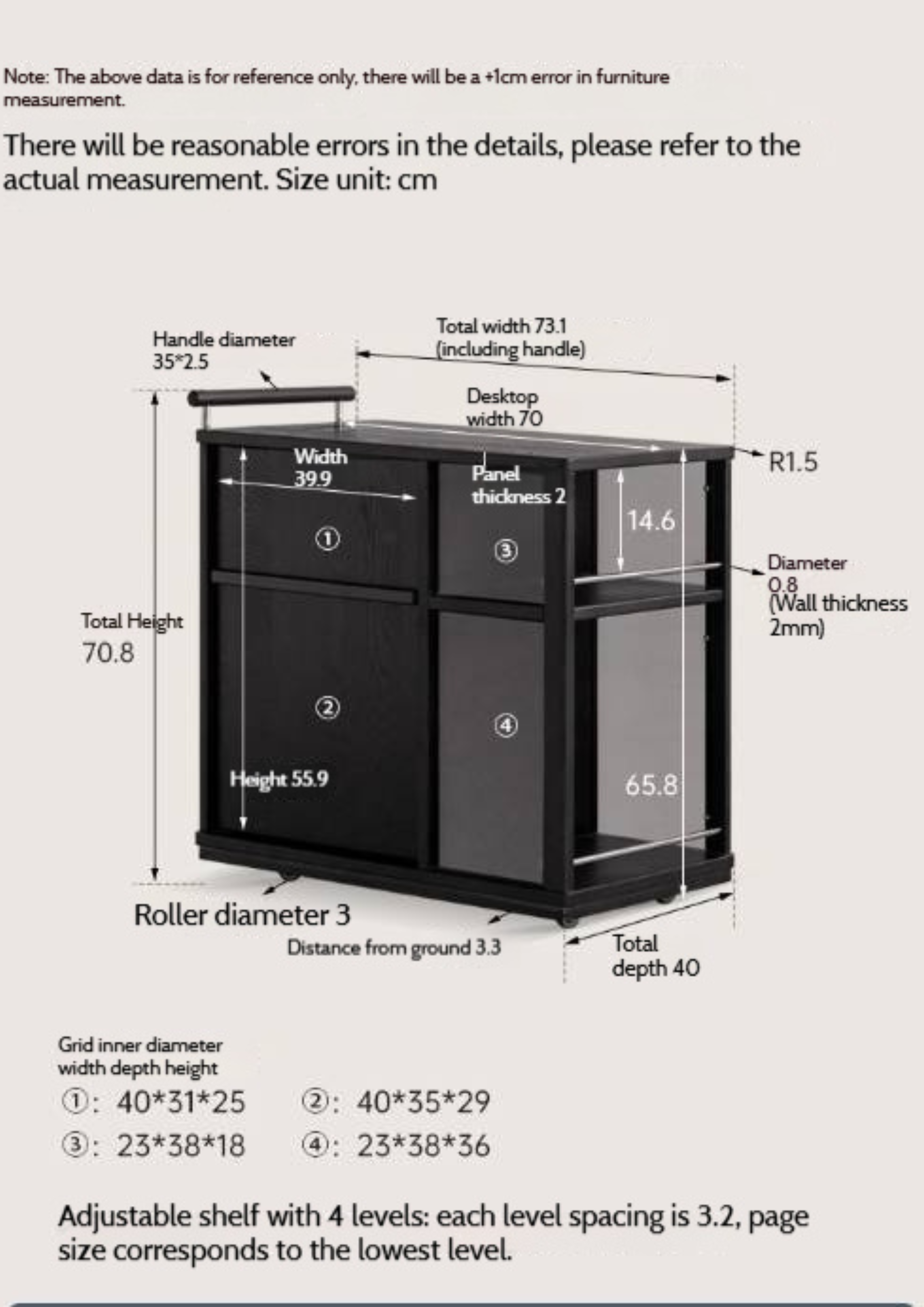 Ash Solid Wood Mobile Side Cabinet