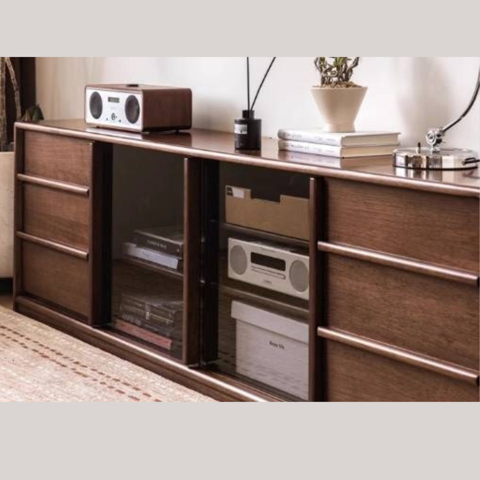 Golden Sandalwood, Black Walnut Solid Wood TV Cabinet