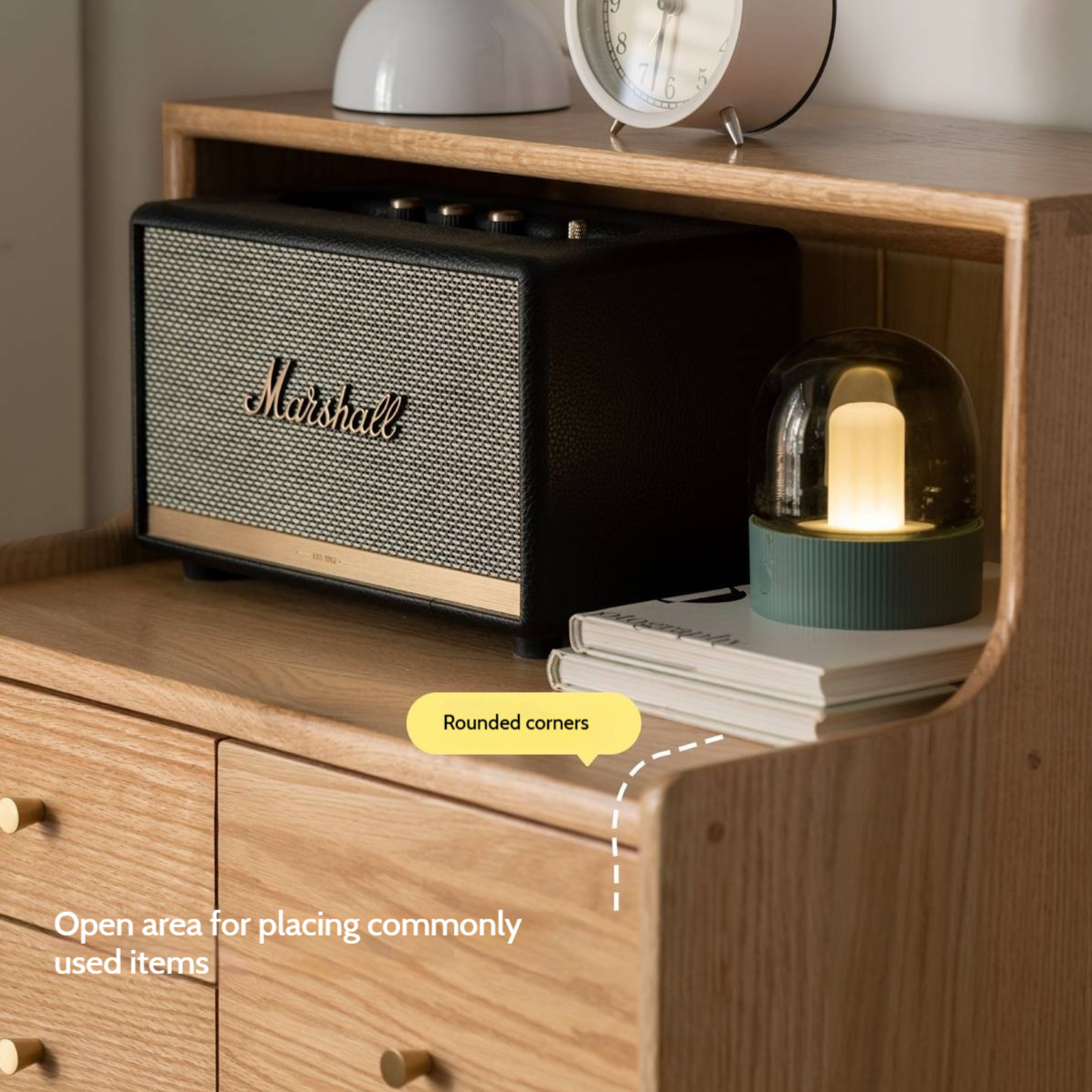 Oak Solid Wood Side Cabinet, Six-Drawer Chest.