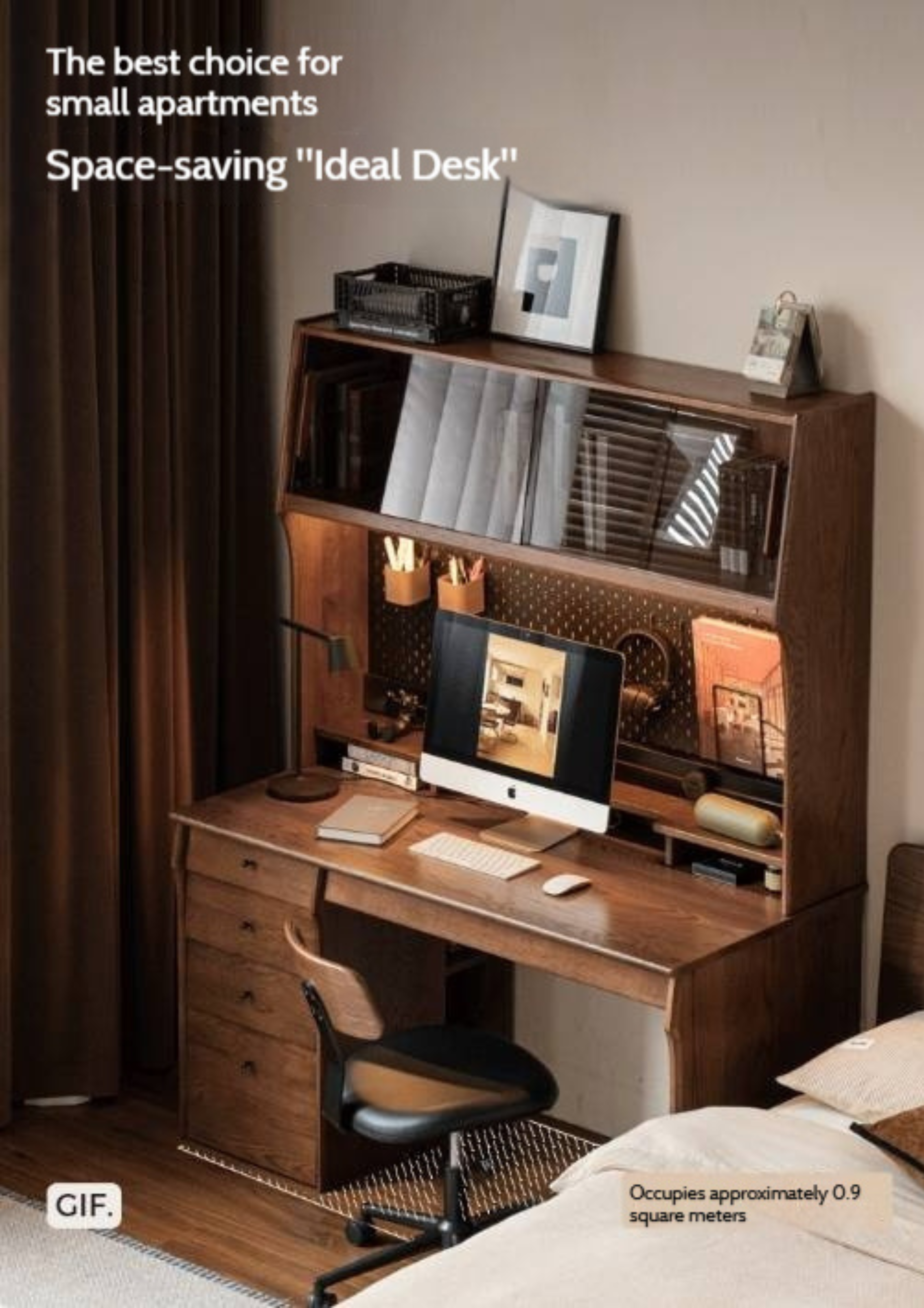 Oak Solid Wood Computer Desk With Shelf