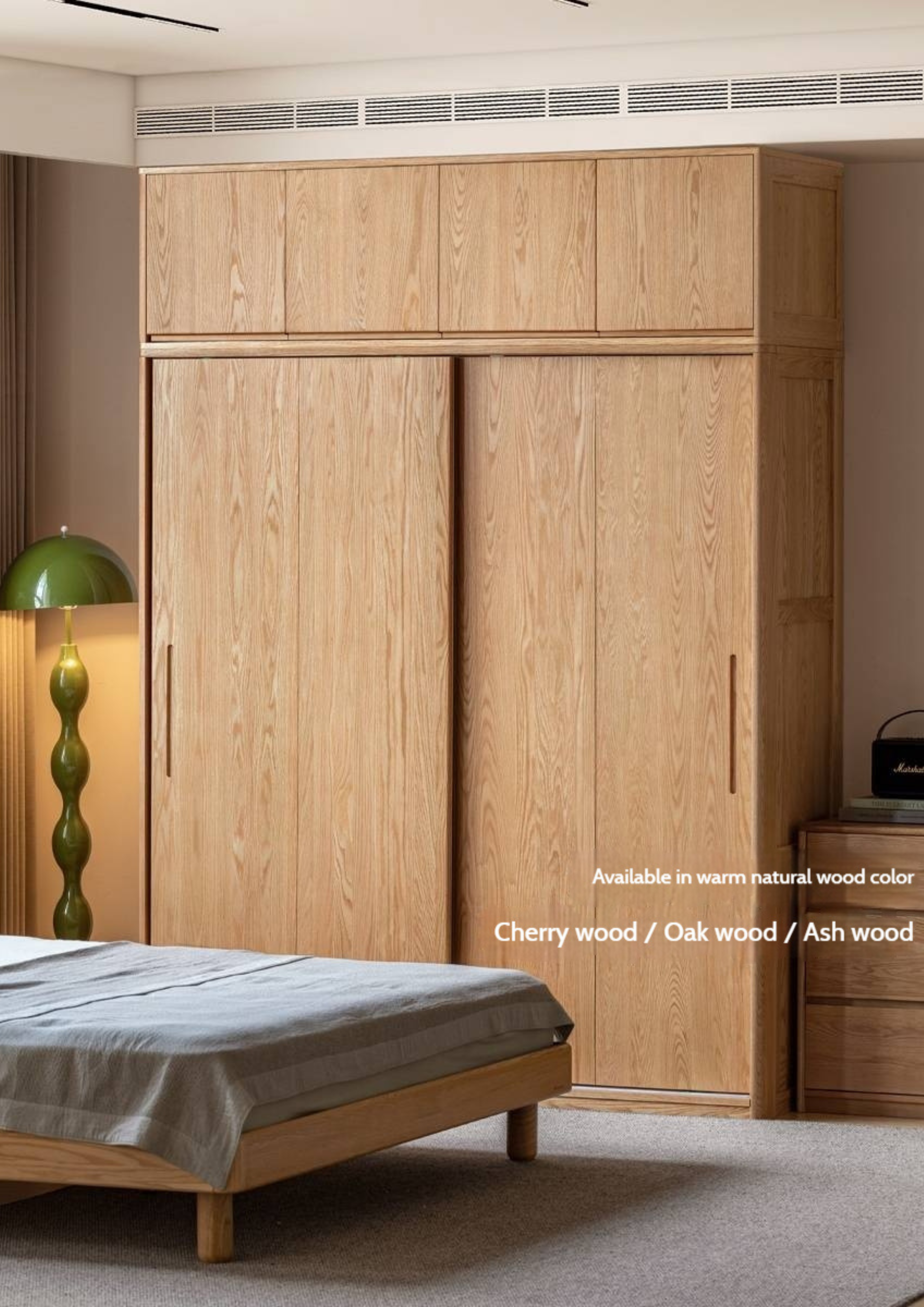 Black Walnut, Ash, Oak Solid Wood Light Luxury Wardrobe Top Cabinet