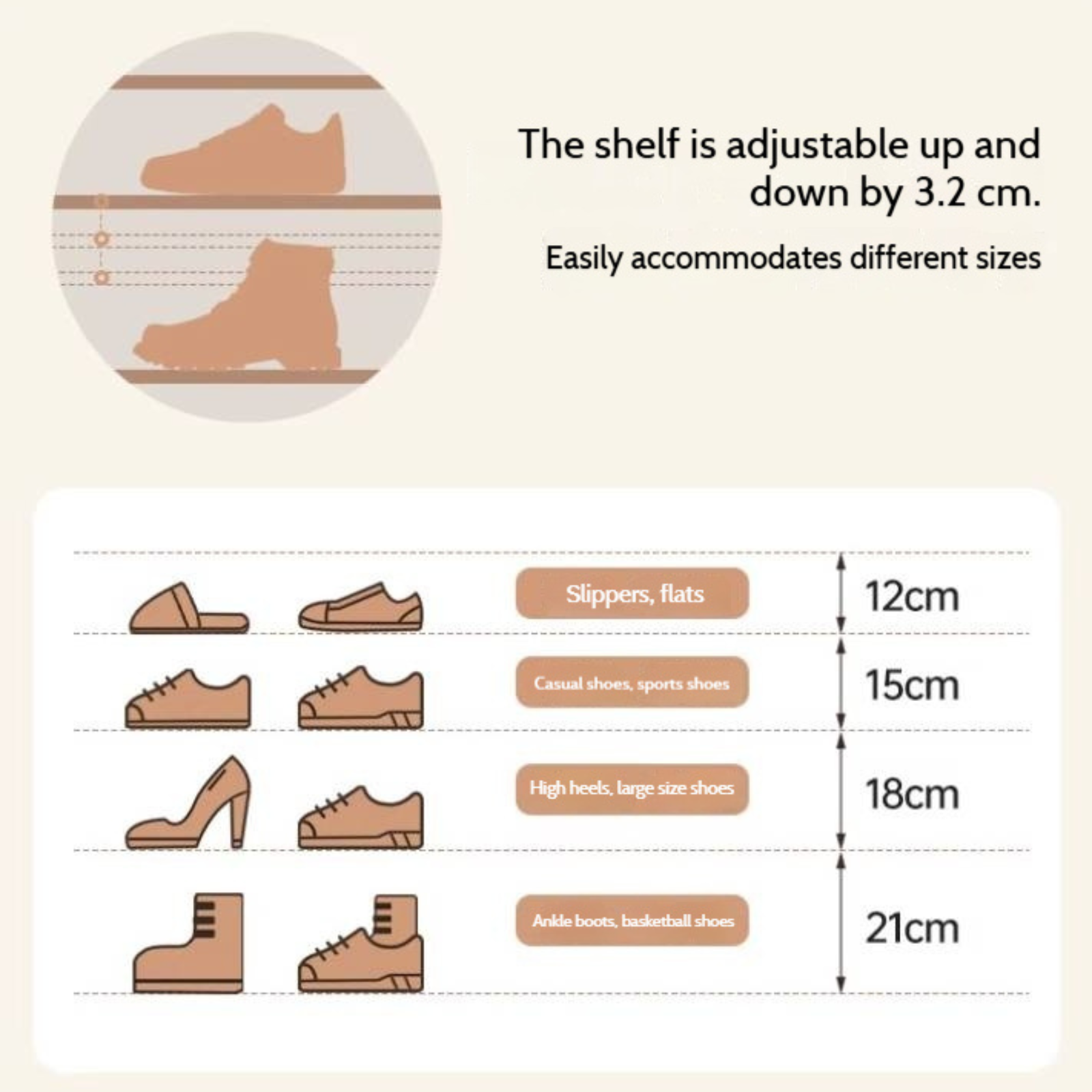 Oak Modern Nordic Shoe Cabinet.