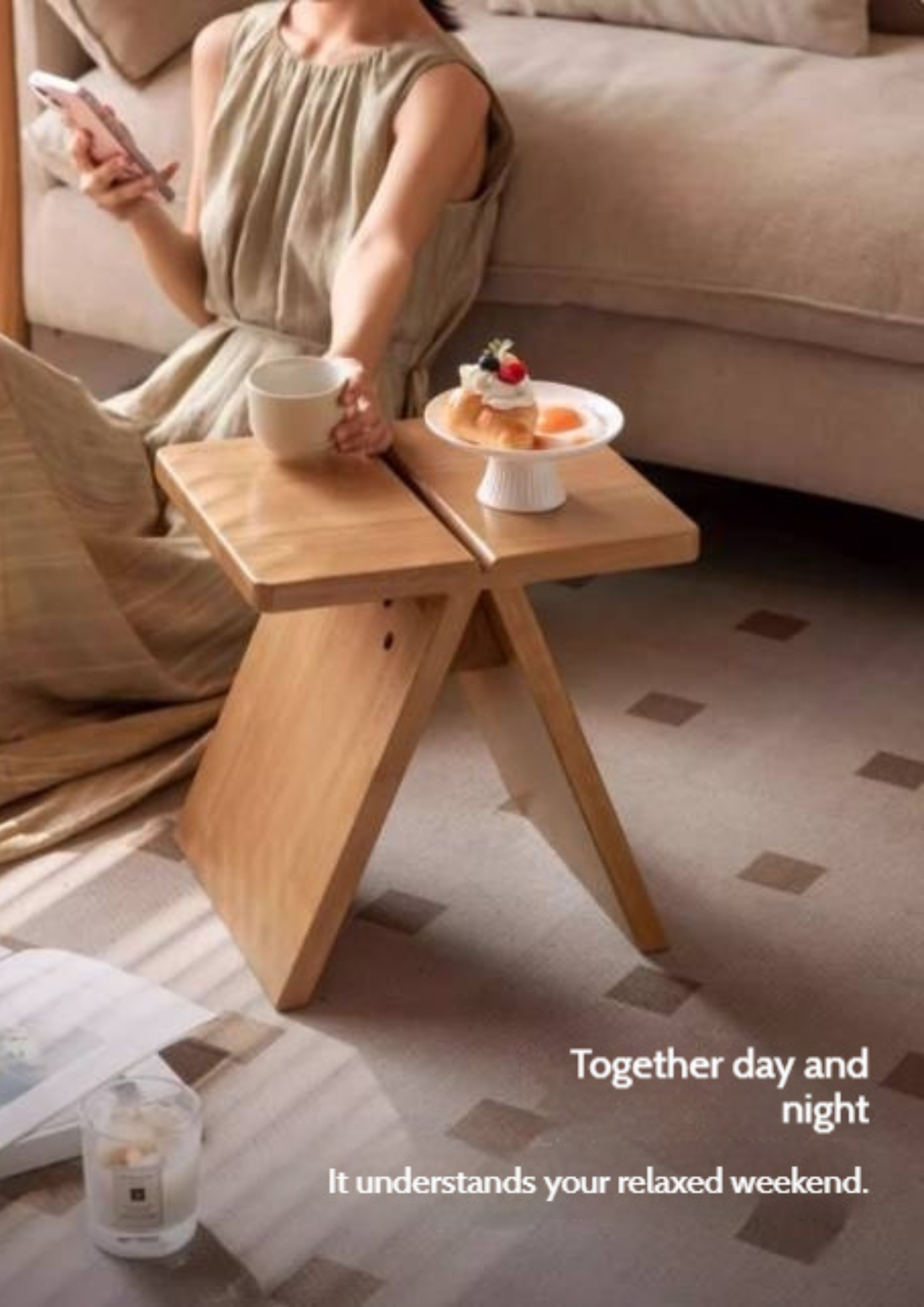 Solid Rubberwood Modern Minimalist Shoe Changing Stool